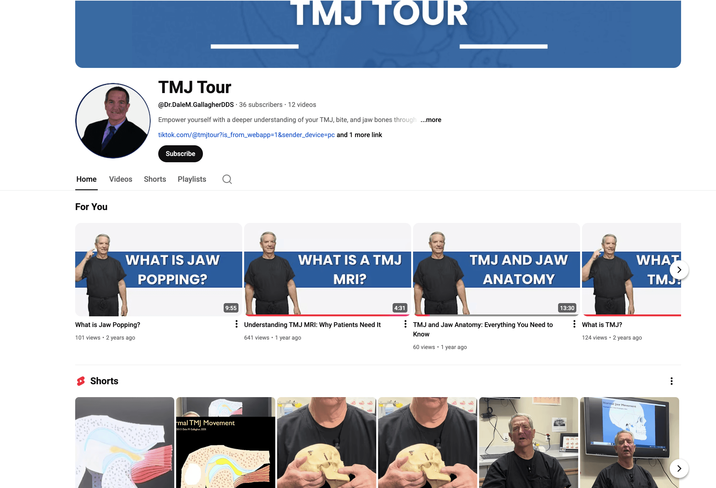 YouTube Channel called "TMJ Tour" by Dr. Dale Gallagher, DDS