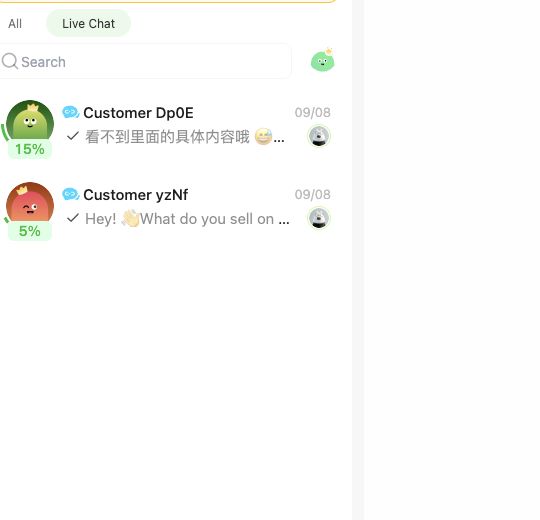 Dealism Inbox filtered to show Live Chat conversations