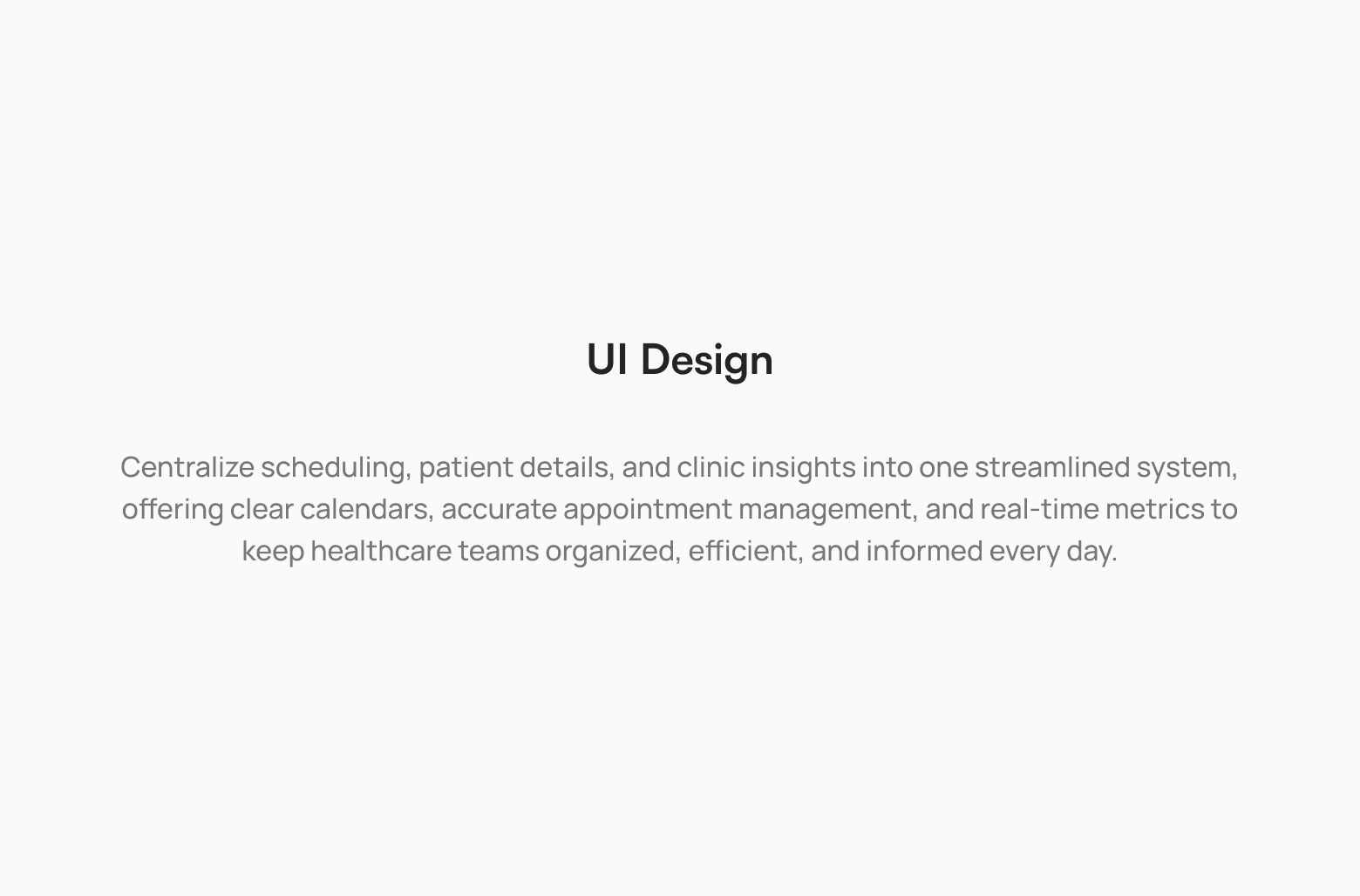 UI design overview for Clinify healthcare platform
