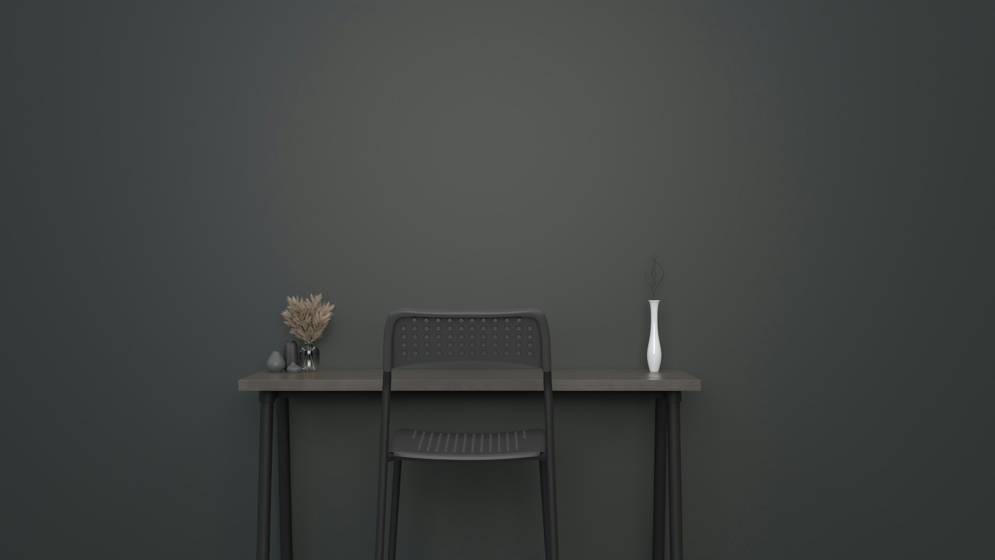 Quiet studio corner with a chair and table