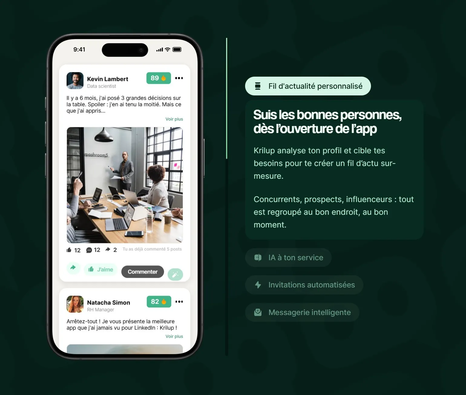 section fonctionnement feed landing page krilup
