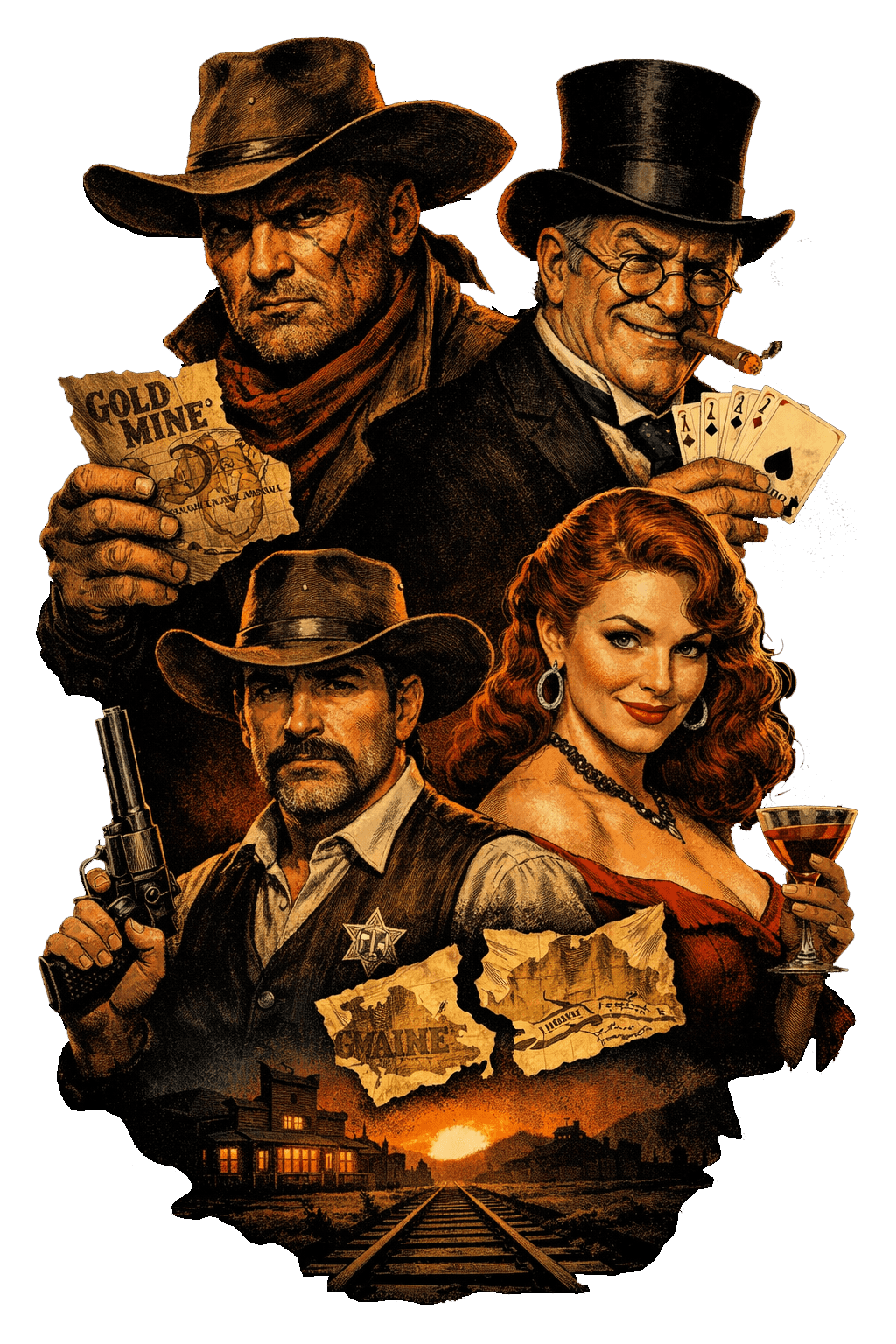 Groupe de joueurs ayant joué une murder party sur le thème western