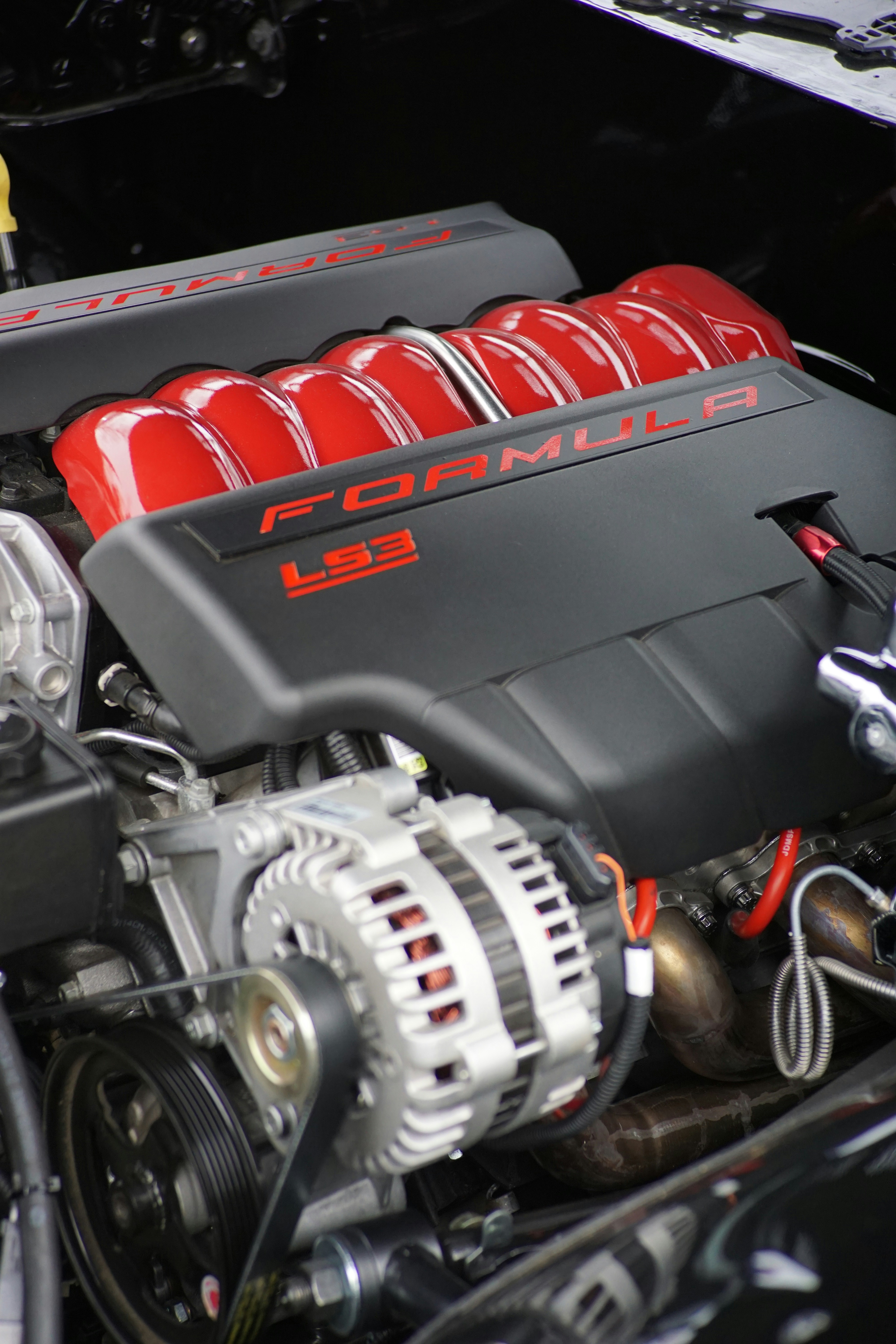 a close up of the engine of a car