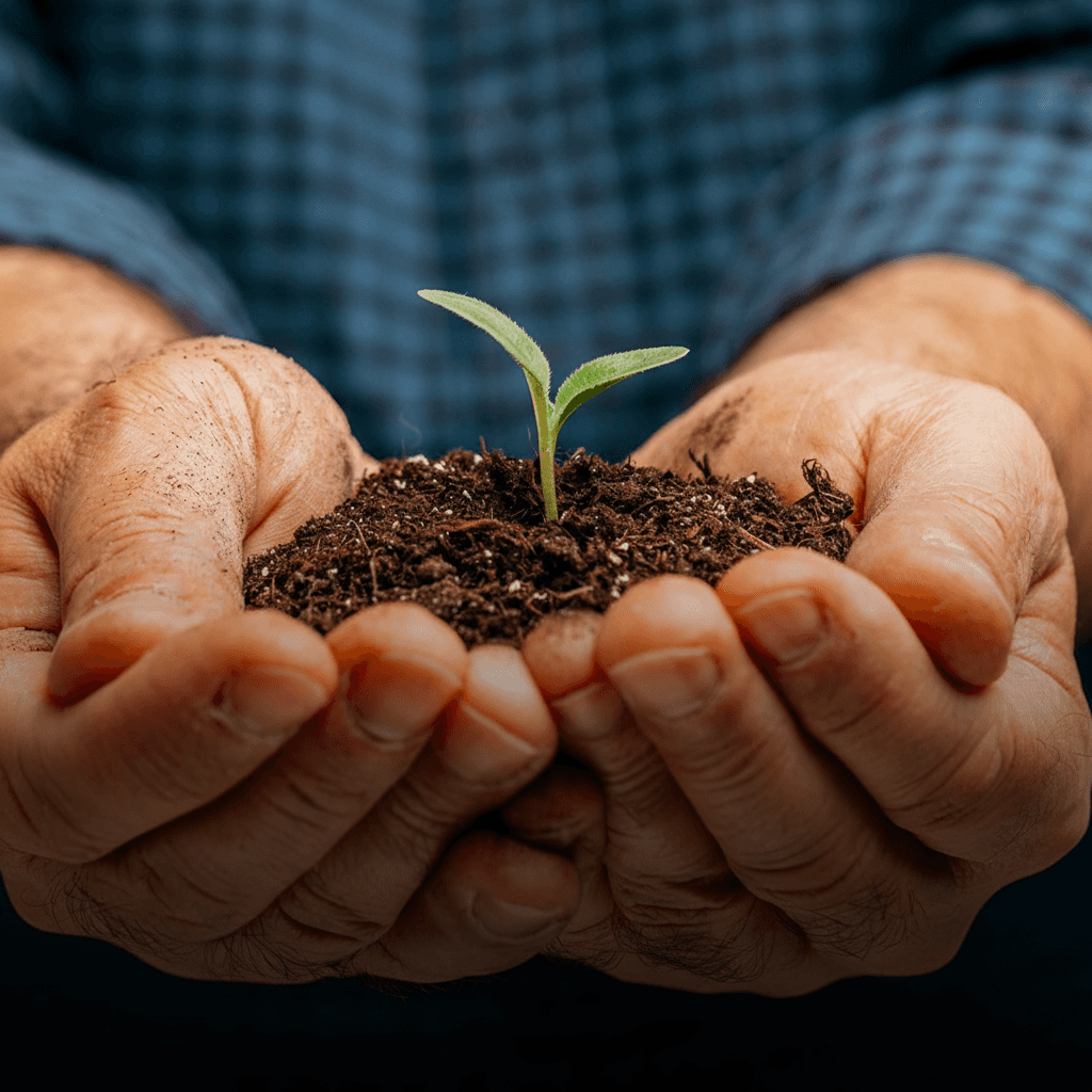 person holding plant