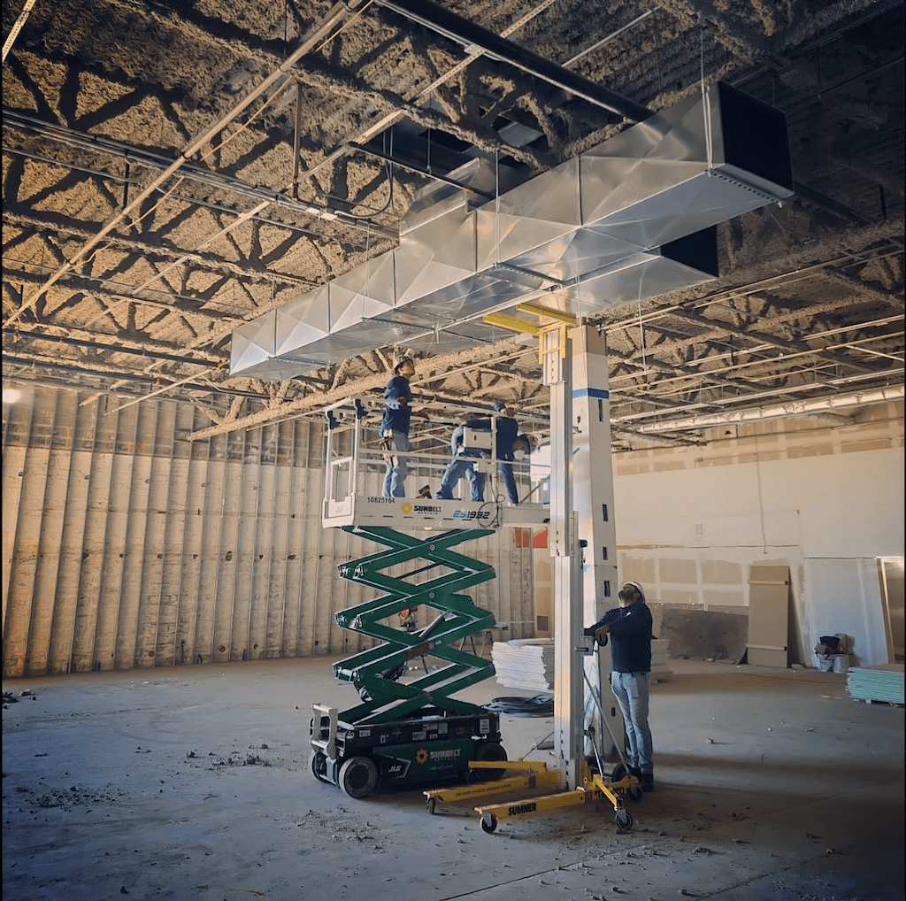 commercial ducrwork being installed