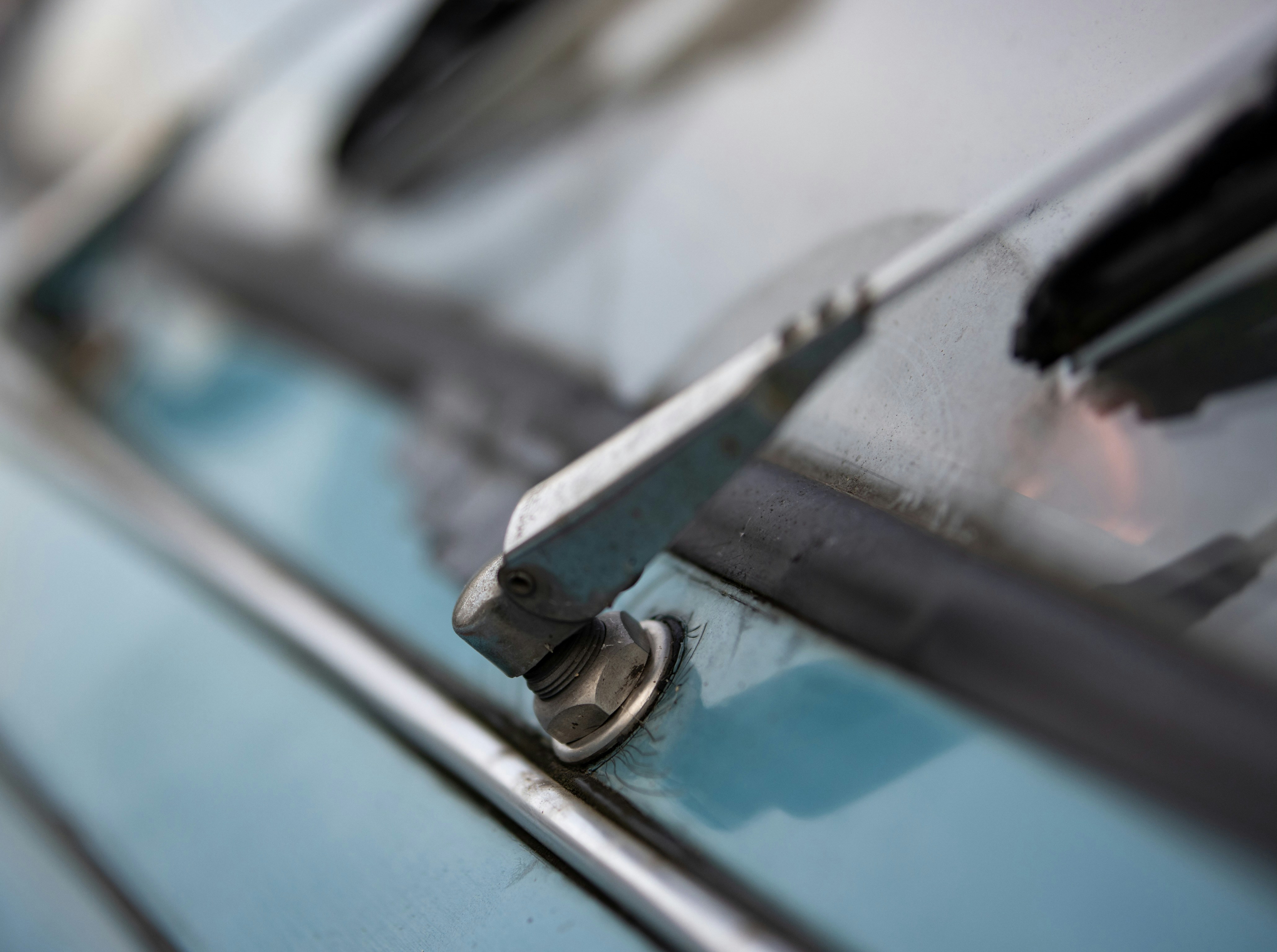 silver and black car door
