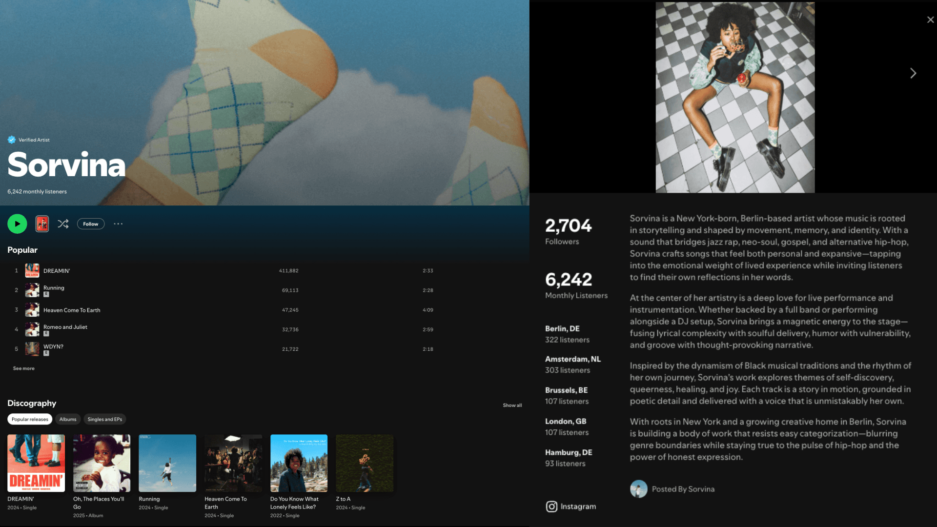 profil Spotify de Sorvina