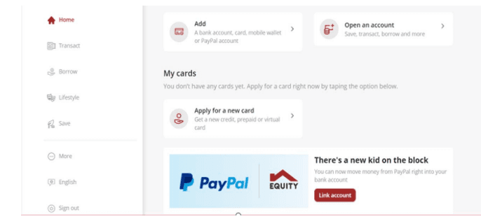 Link PayPal with Equity Bank account