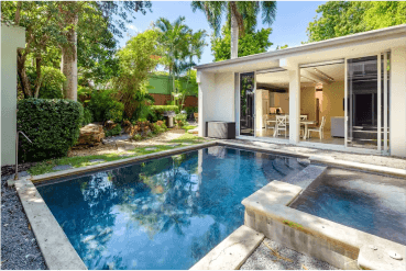 poolside lounge area at Contra House—perfect for relaxing in a Key West vacation rental designed for comfort