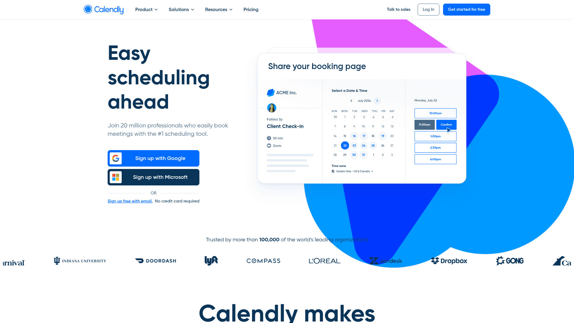 Screenshot of https://calendly.com