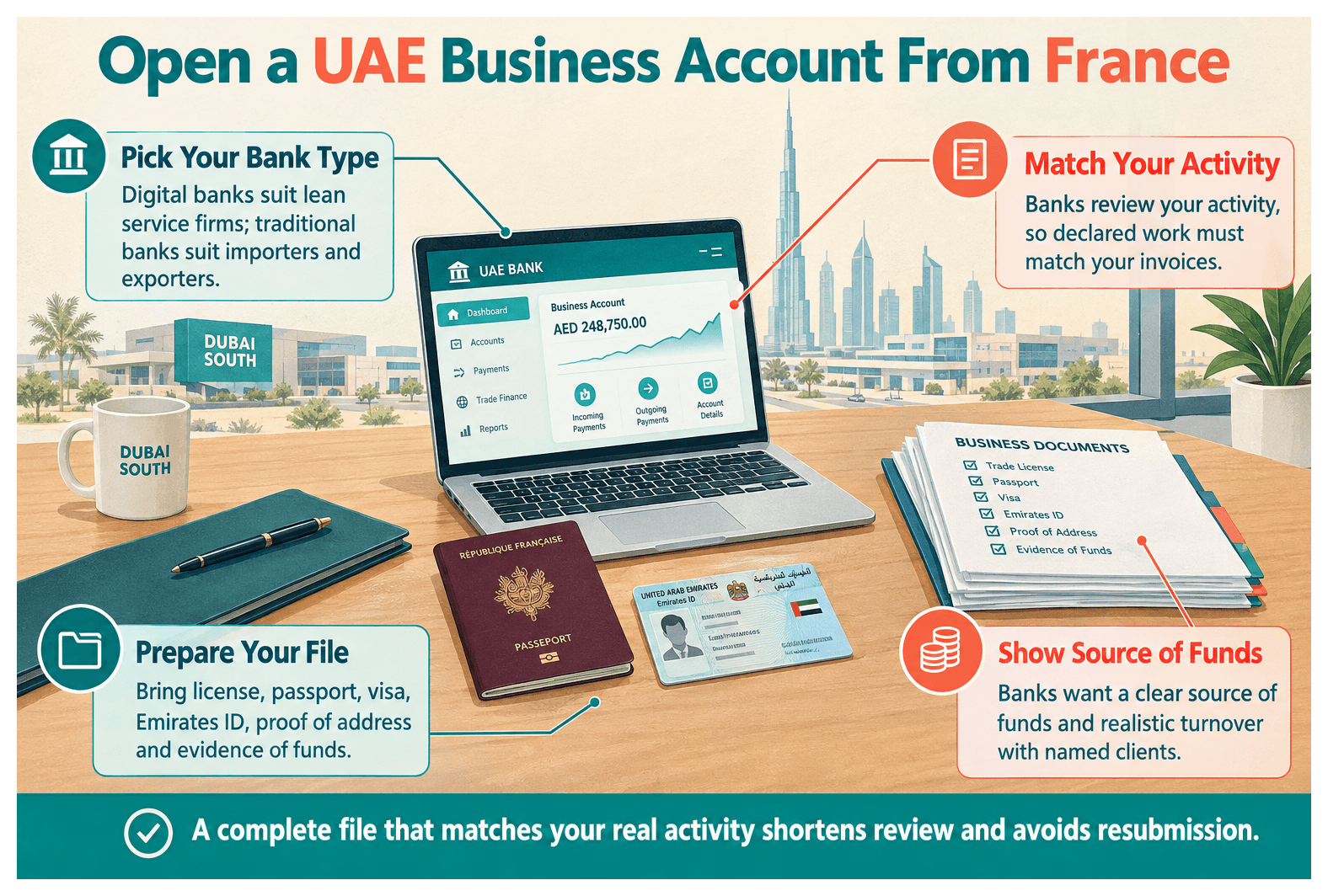 Infographic: How French Founders Can Open a UAE Corporate Bank Account