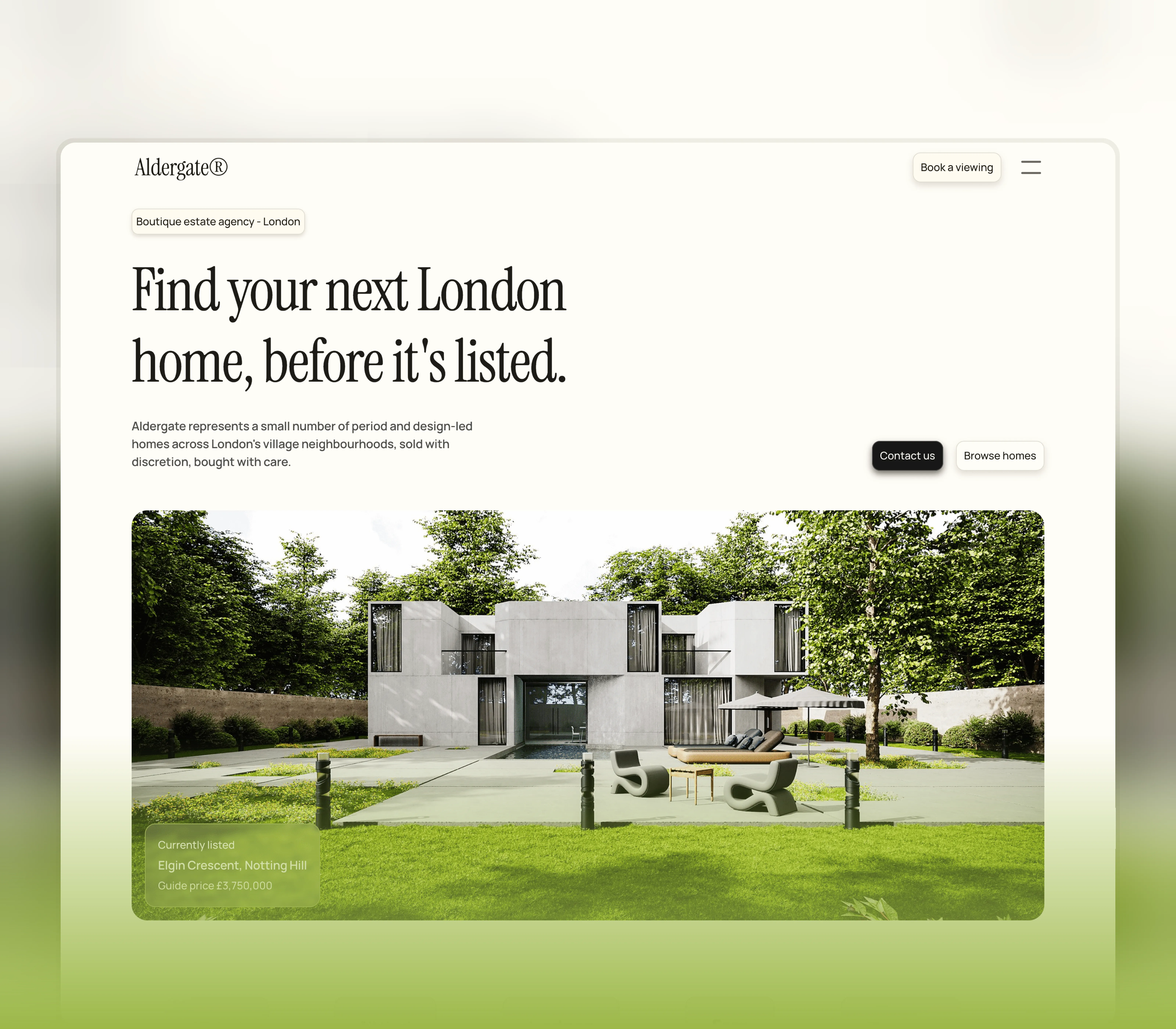 Aldergate real estate template homepage.
