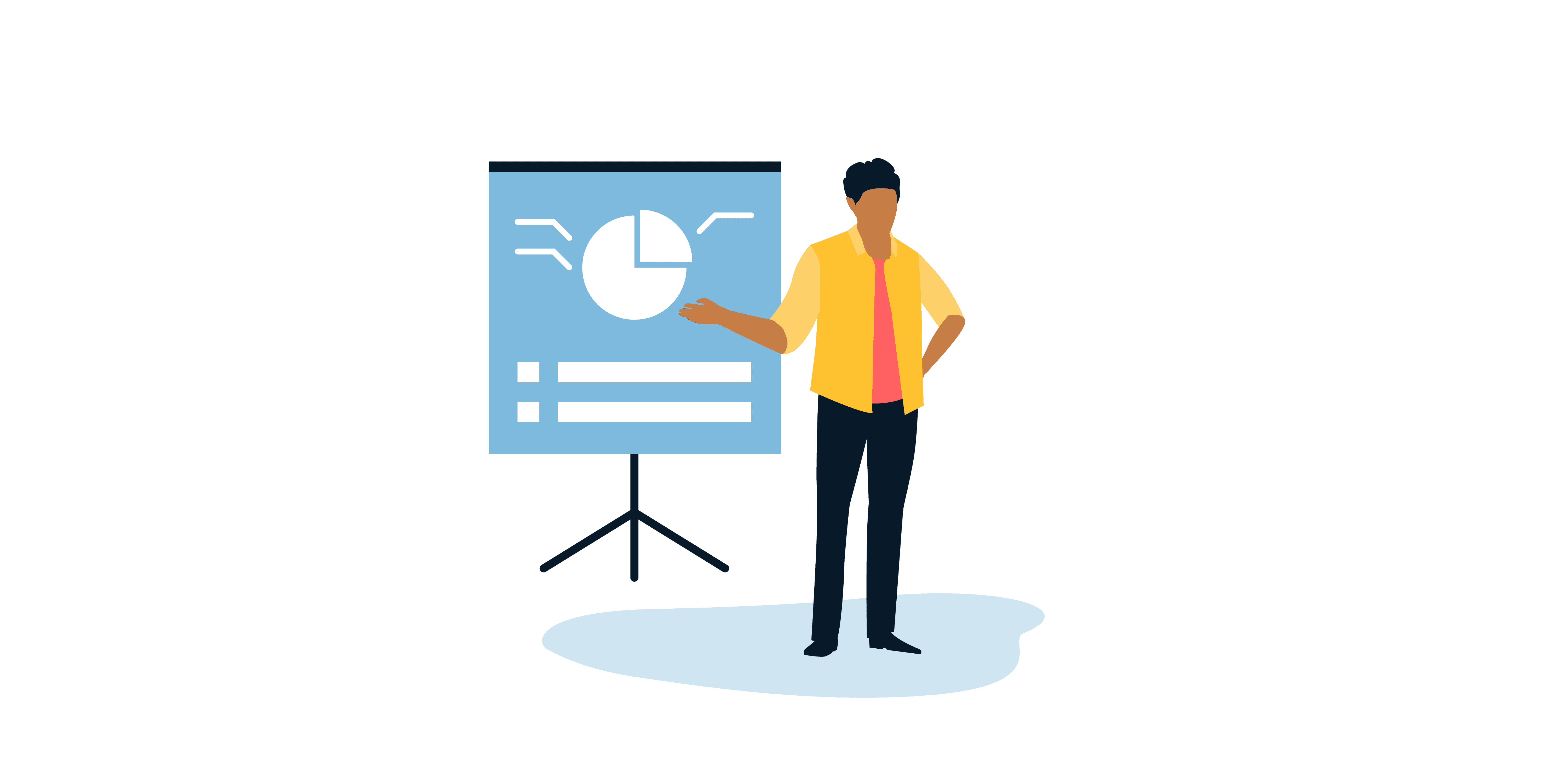 A professional presenting in a business meeting