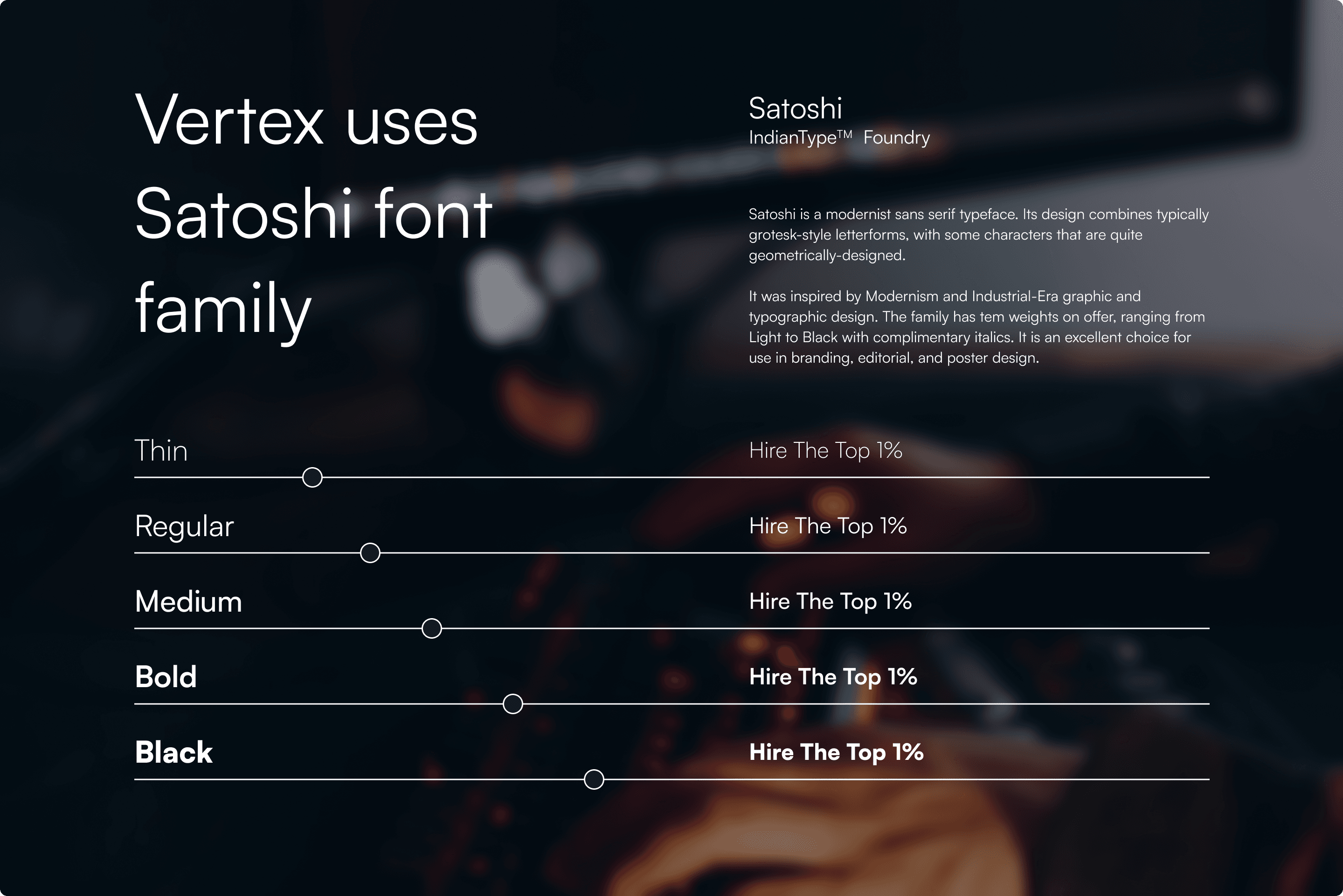 Font family utilised by the brand