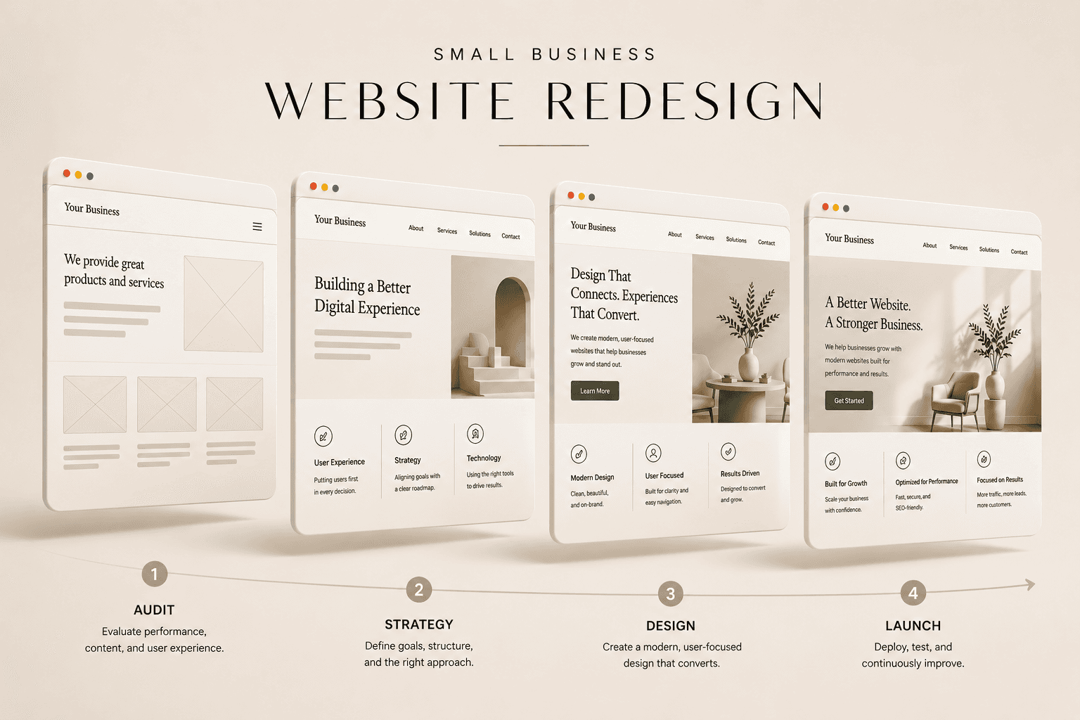 How often should a small business redesign its website timeline showing the evolution of a business website over several years