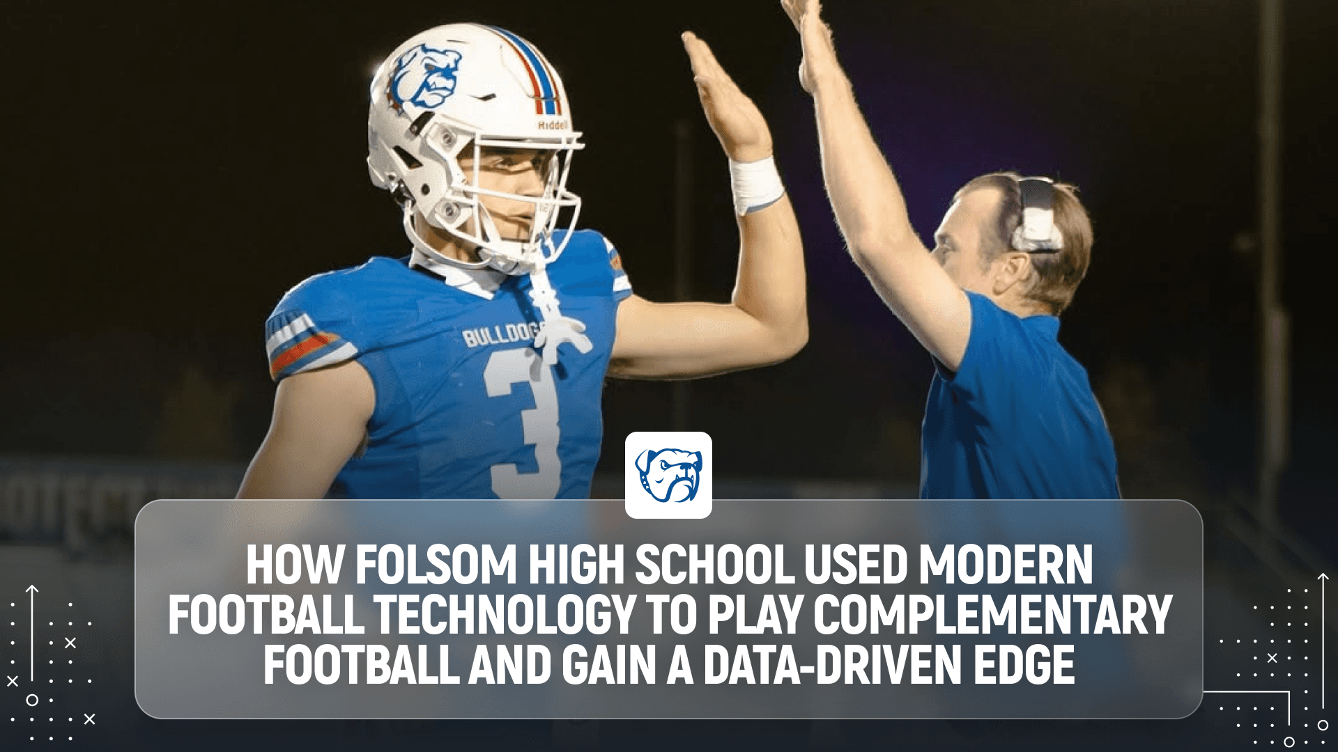 Folsom High School football player high-fives coach on the sideline — case study on using Modern Football to play complementary, data-driven football