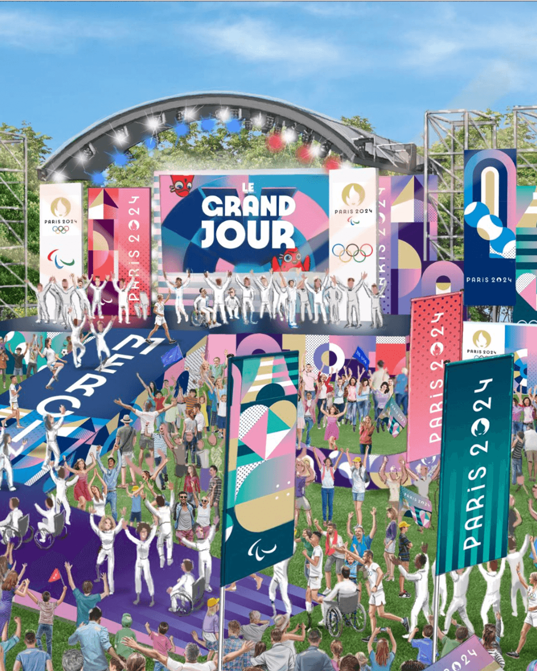 Streetside billboard with flyposters of the Batch.Works brand and illustrations