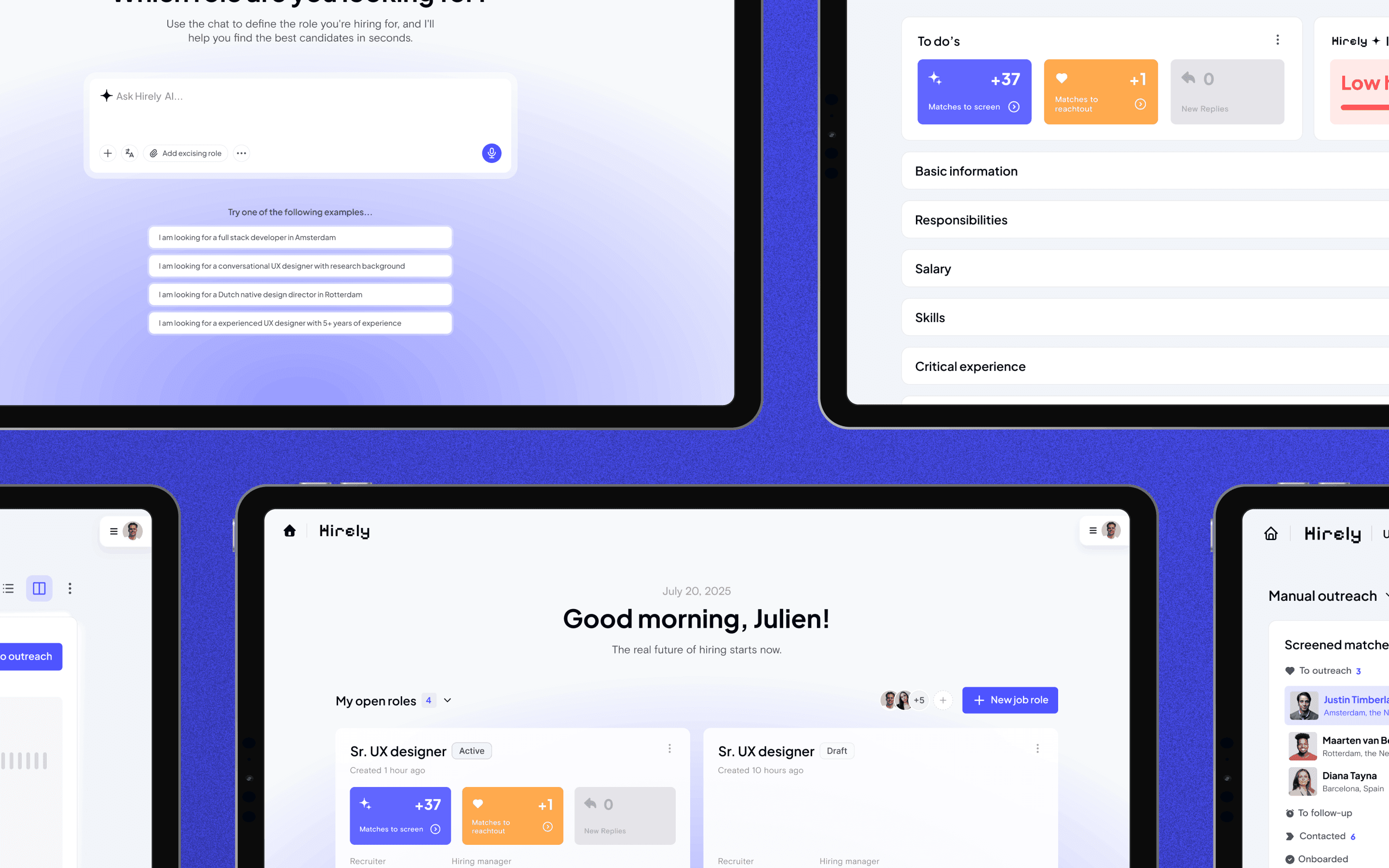 Website hero section design for a recruitment platform, created by Daasign's senior design team