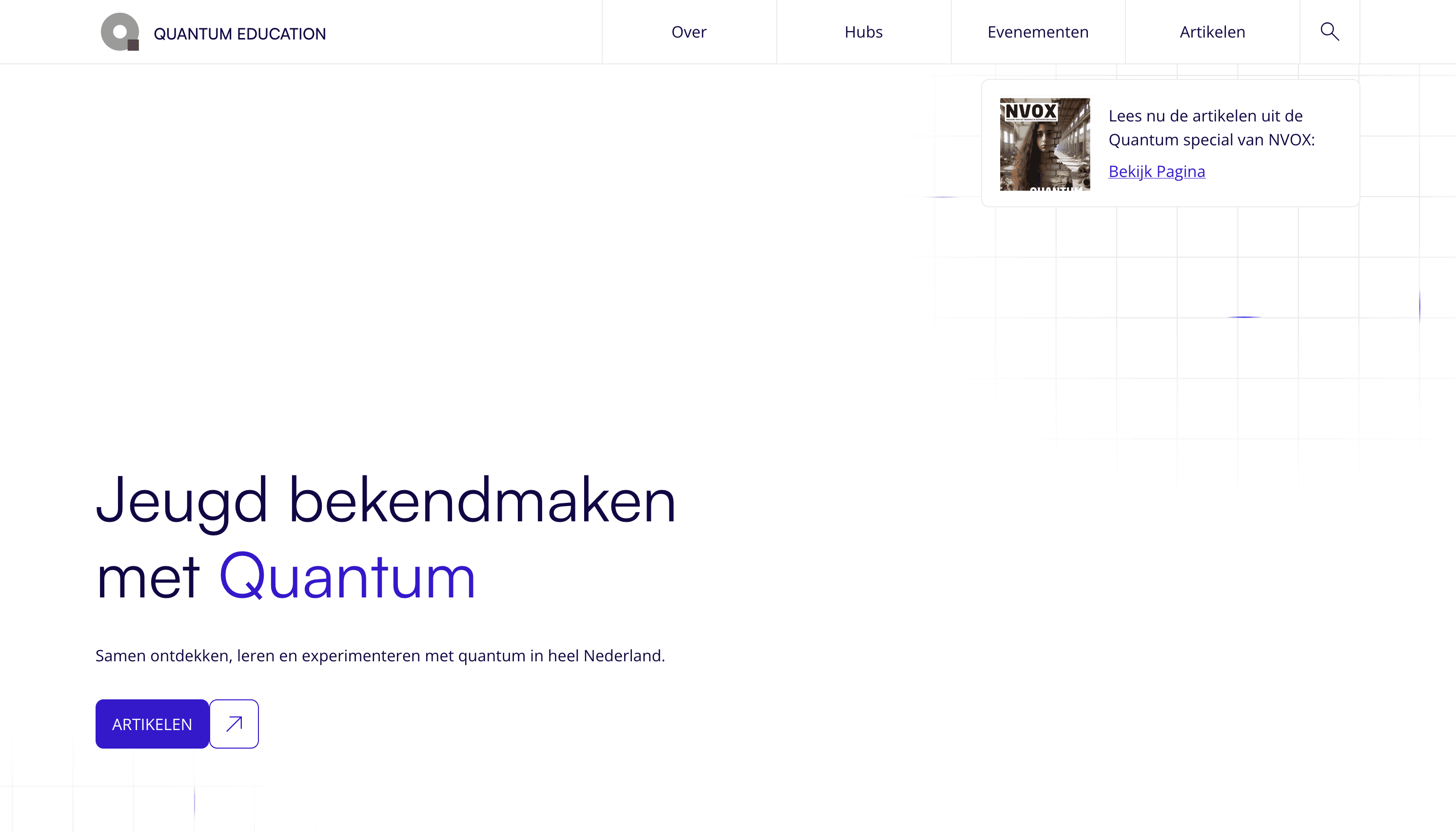 De thumbnail van de Quantum Education case. Een dotmap met het Logo van Quantum Education.