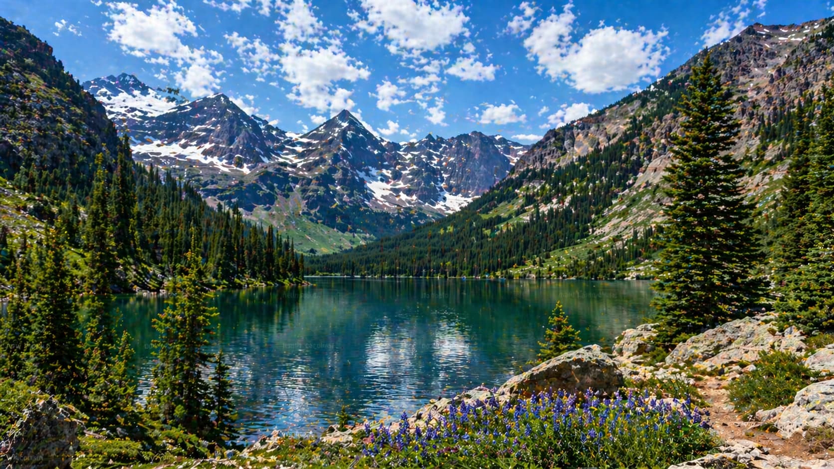 Rocky Mountains landscape with forest and mountain peaks under a clear blue sky in Colorado