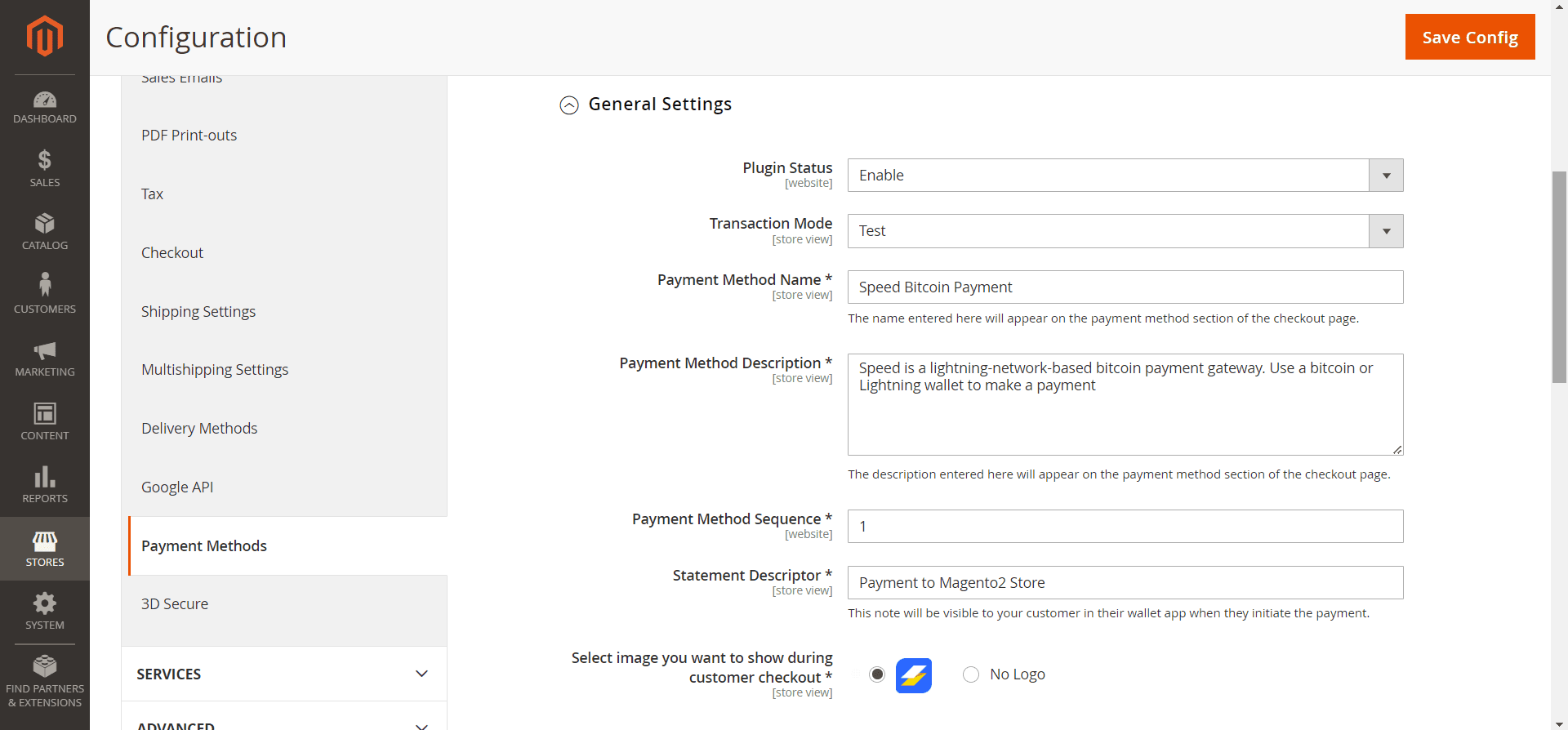 General Settings of Speed Magento 2 Plugin To Accept Bitcoin Payment