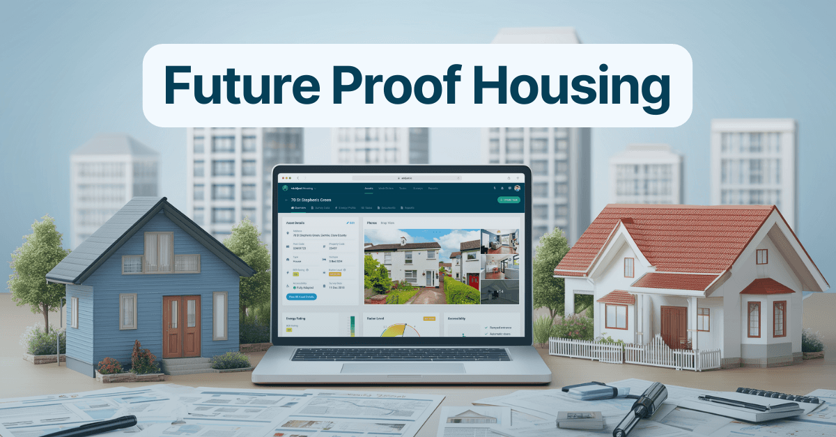Blog image featuring the AddJust interface among a housing operation.