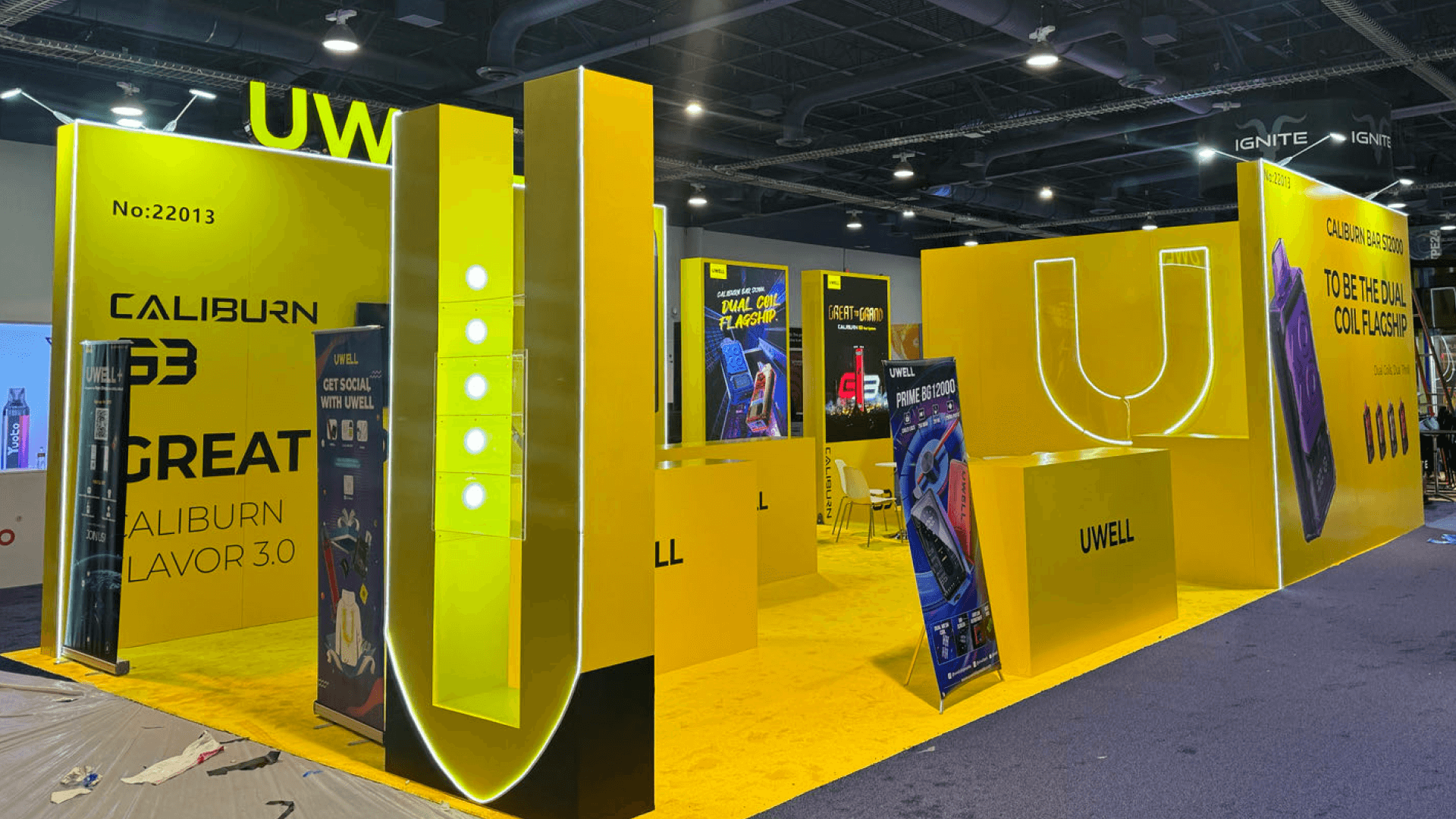 CHAMPS 20x30 booth layout with product display zones and buyer flow