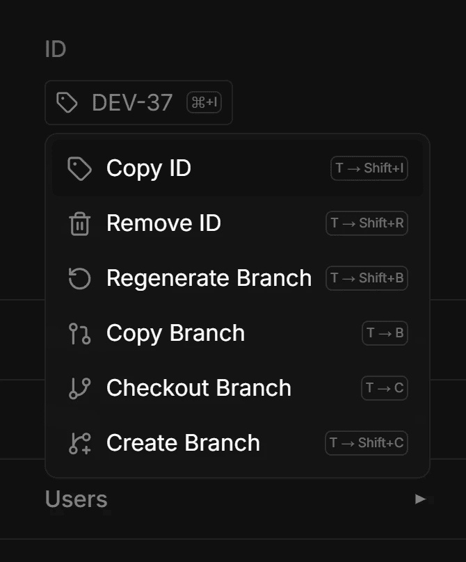 GitHub ID-menu in a task in Celaro.