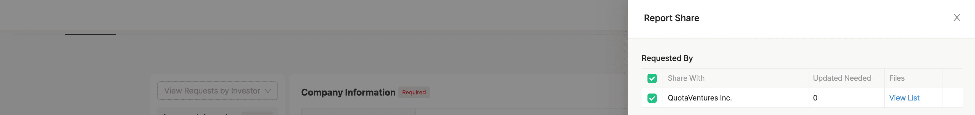 Check the box next to the investor’s name