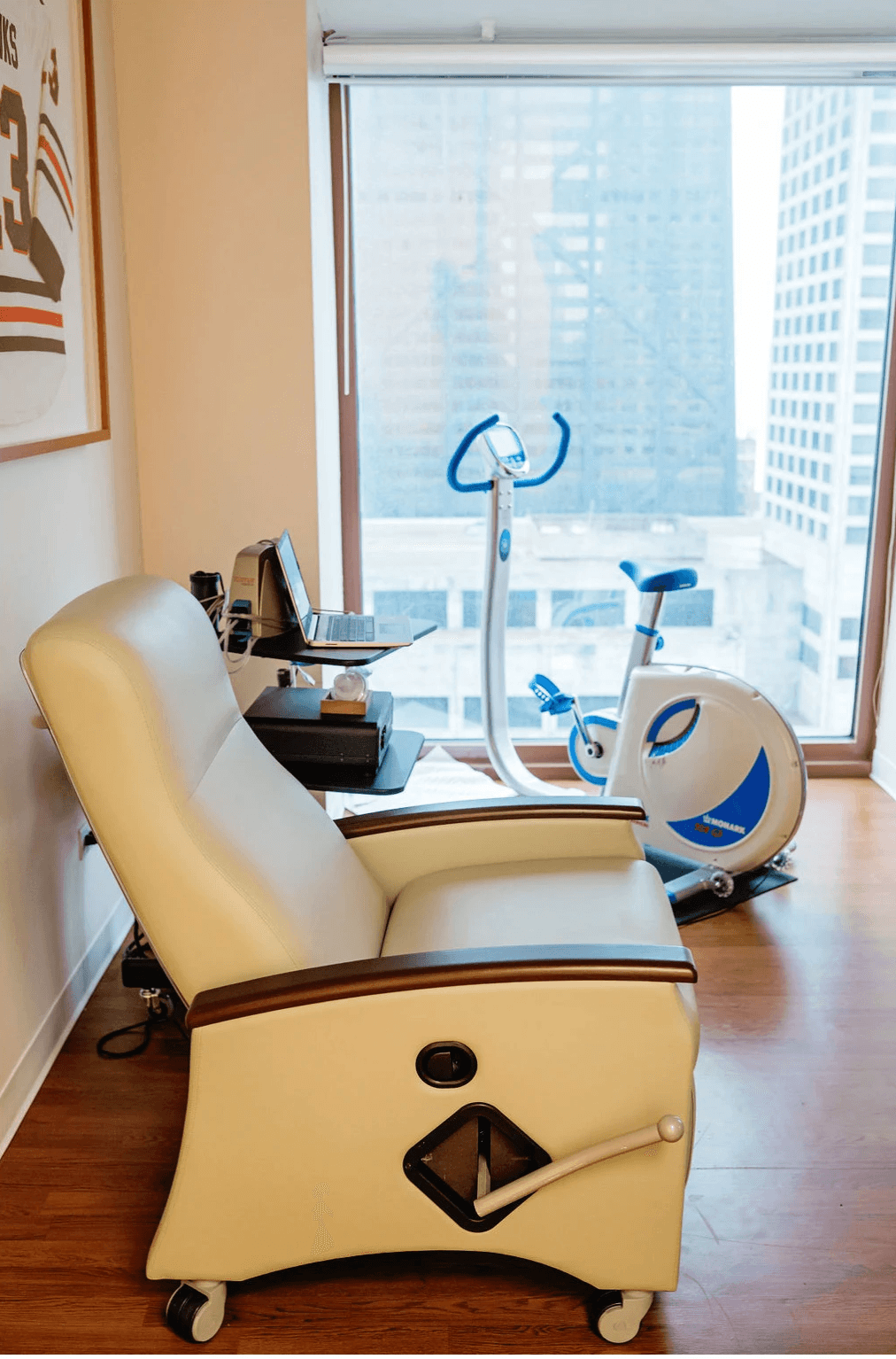 Exercise bicycle and testing chair used in Harper Health’s executive physicals.