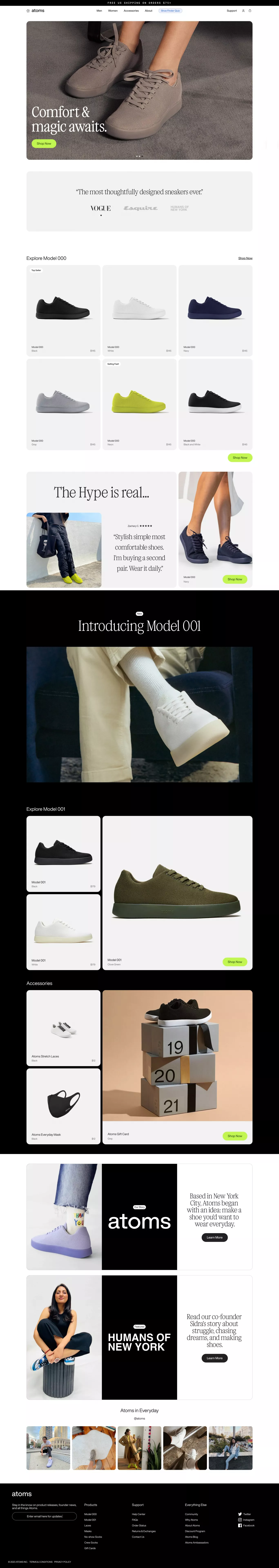 Atoms ecommerce page screenshot showcasing Fashion and Ecommerce design
