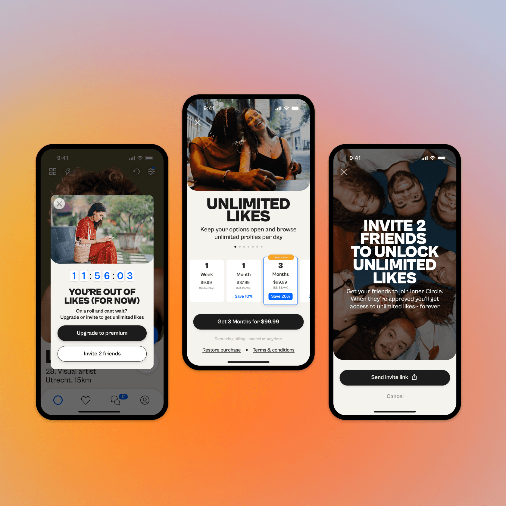 App screens for paywall