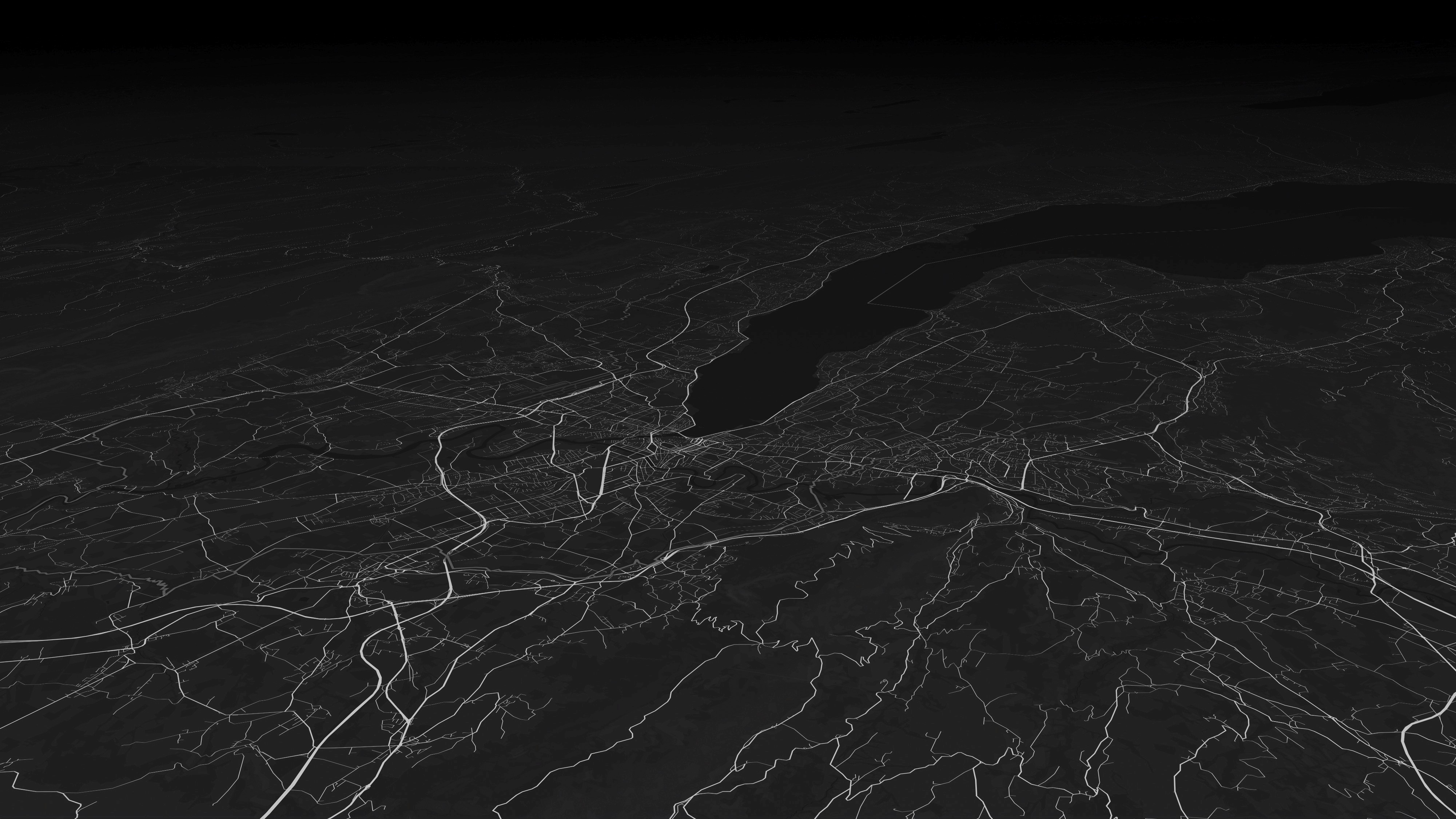 Nereas - dark GIS themed map showing the region of Geneva