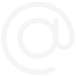 Icono de arroba blanco para contacto por correo electrónico de Zona P.