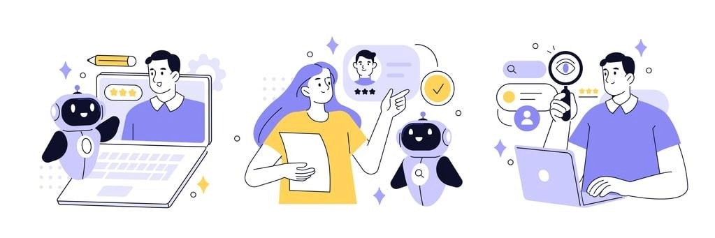 The image features a modern AI interface showcasing candidate profiles and analytics dashboards, designed with futuristic elements. It highlights both active job seekers and passive candidates, illustrating a recruitment strategy that aims to attract top talent and enhance the hiring process.