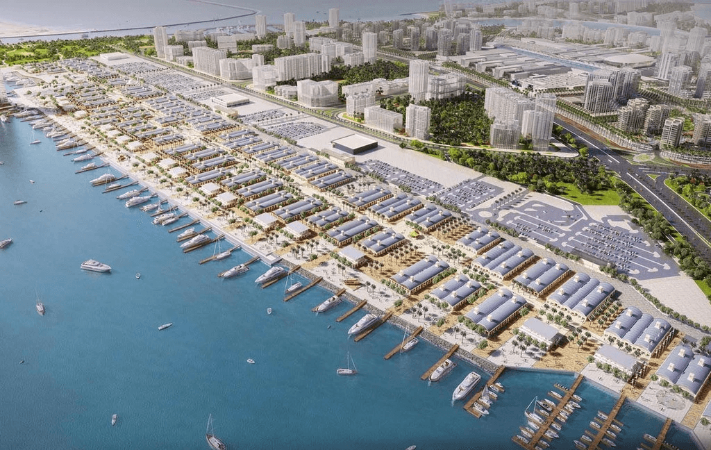 Aerial view of Dubai Islands showcasing luxurious resorts and vibrant beaches surrounded by clear blue waters.