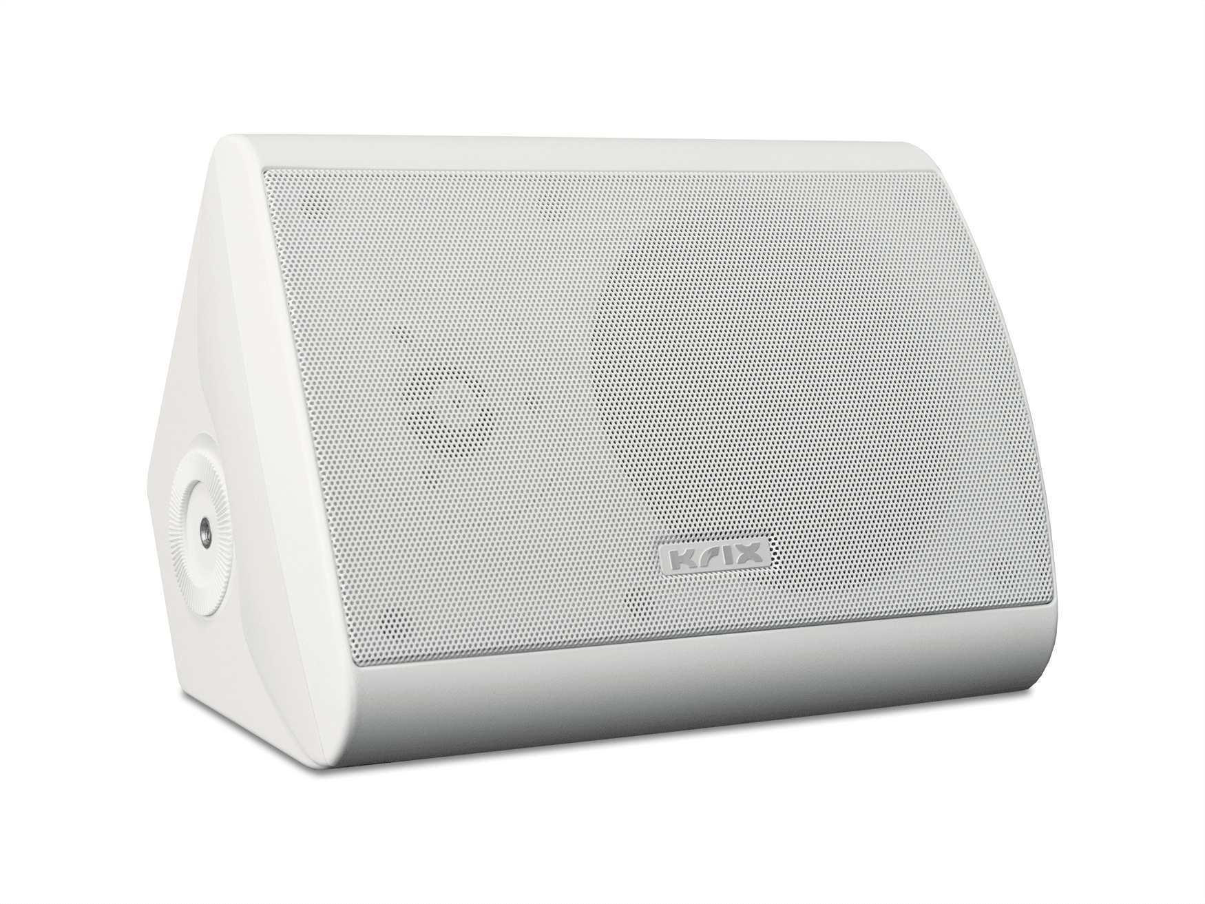 White speaker with a patterned grill