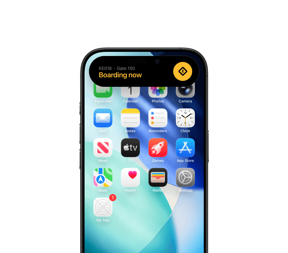 A dynamic island state from the Travel app