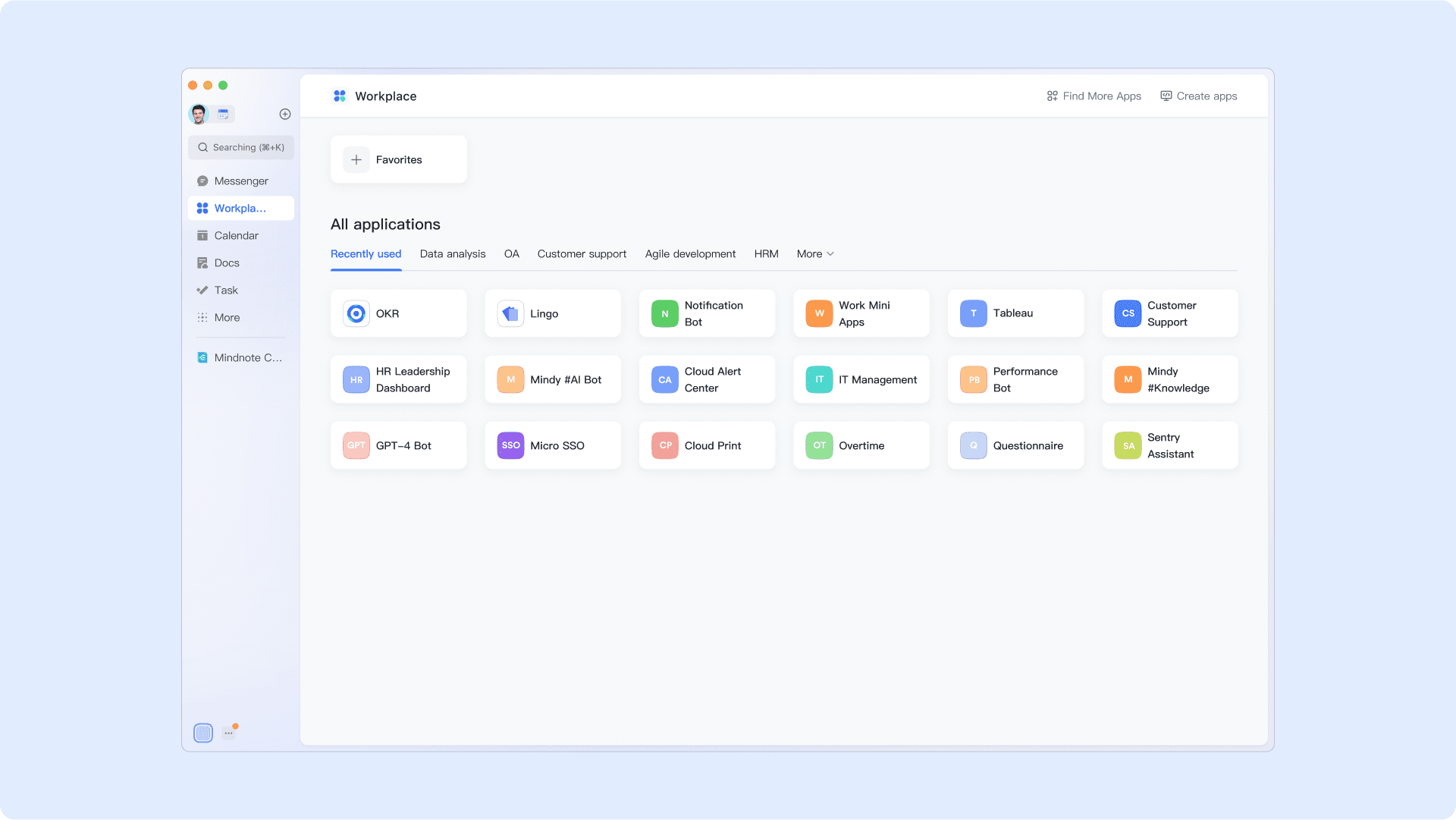 Lark Custom Workplace: Easy access to self-developed or integrated software solutions.