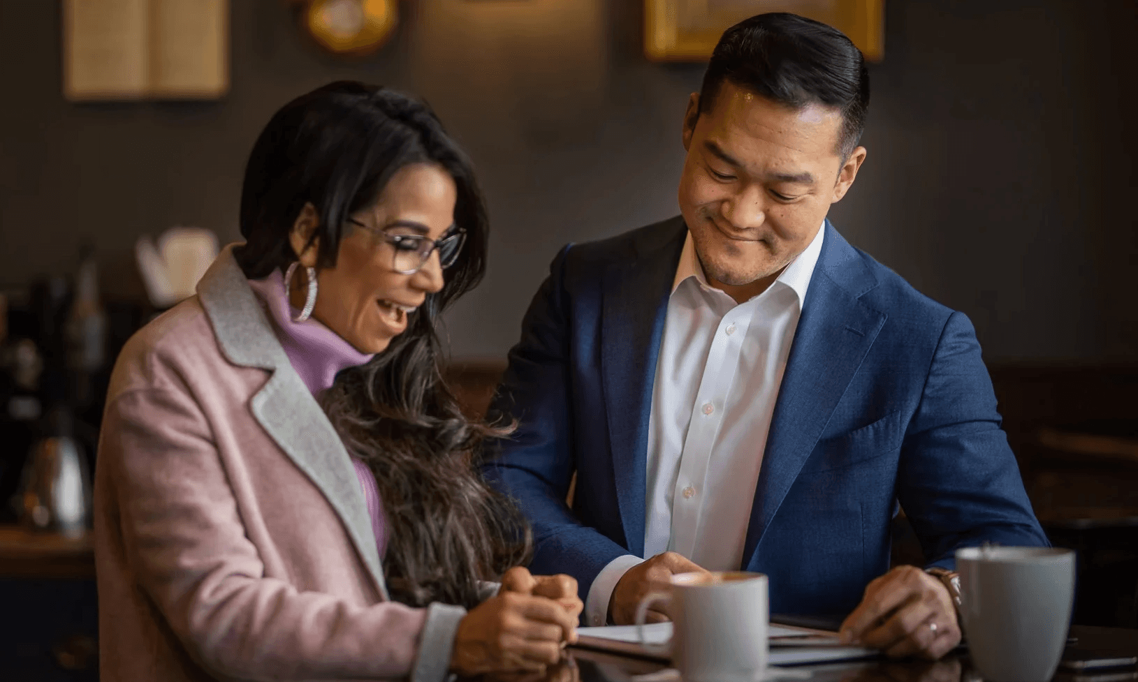 Robert Song and a happy seller client showing emotion