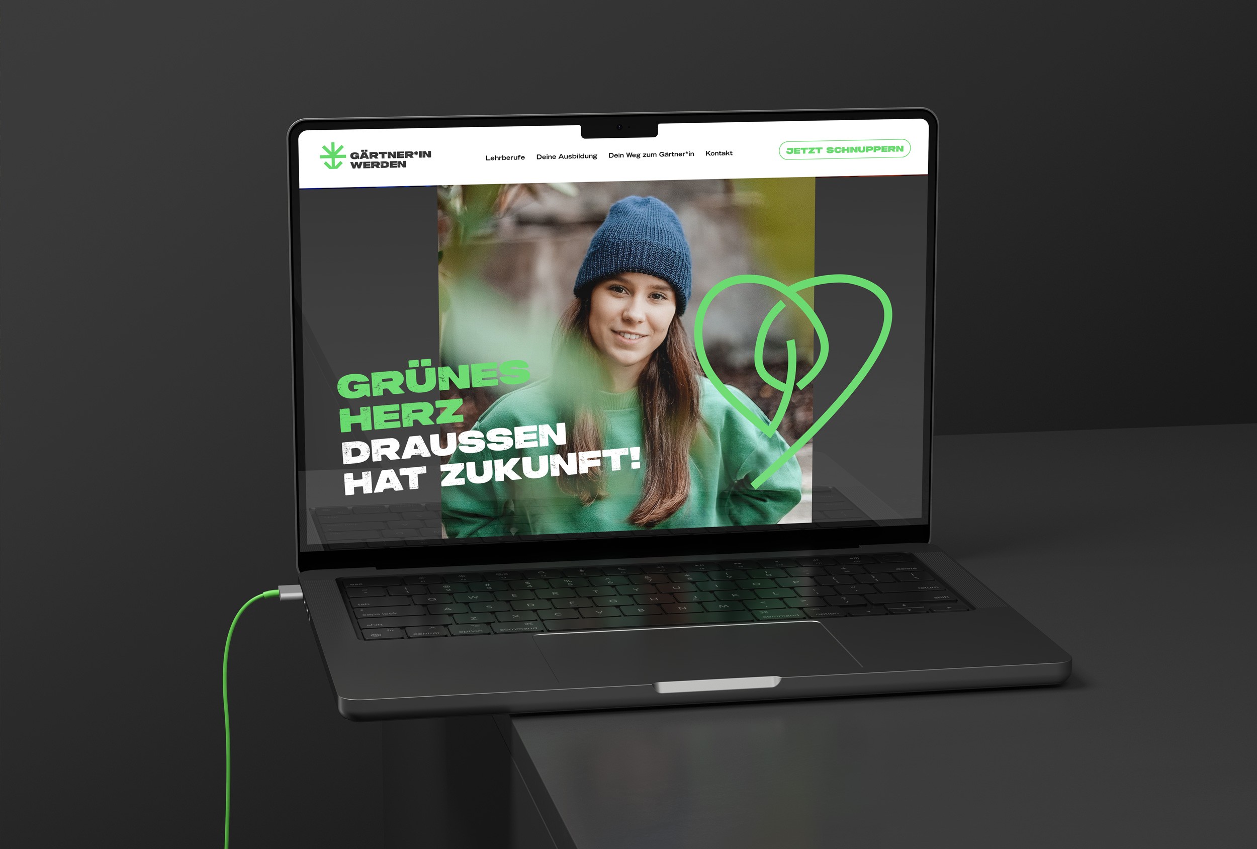 Screenshot der Kampagnen-Website, die mit interaktiven Elementen und informativen Inhalten junge Menschen für den Beruf begeistert.