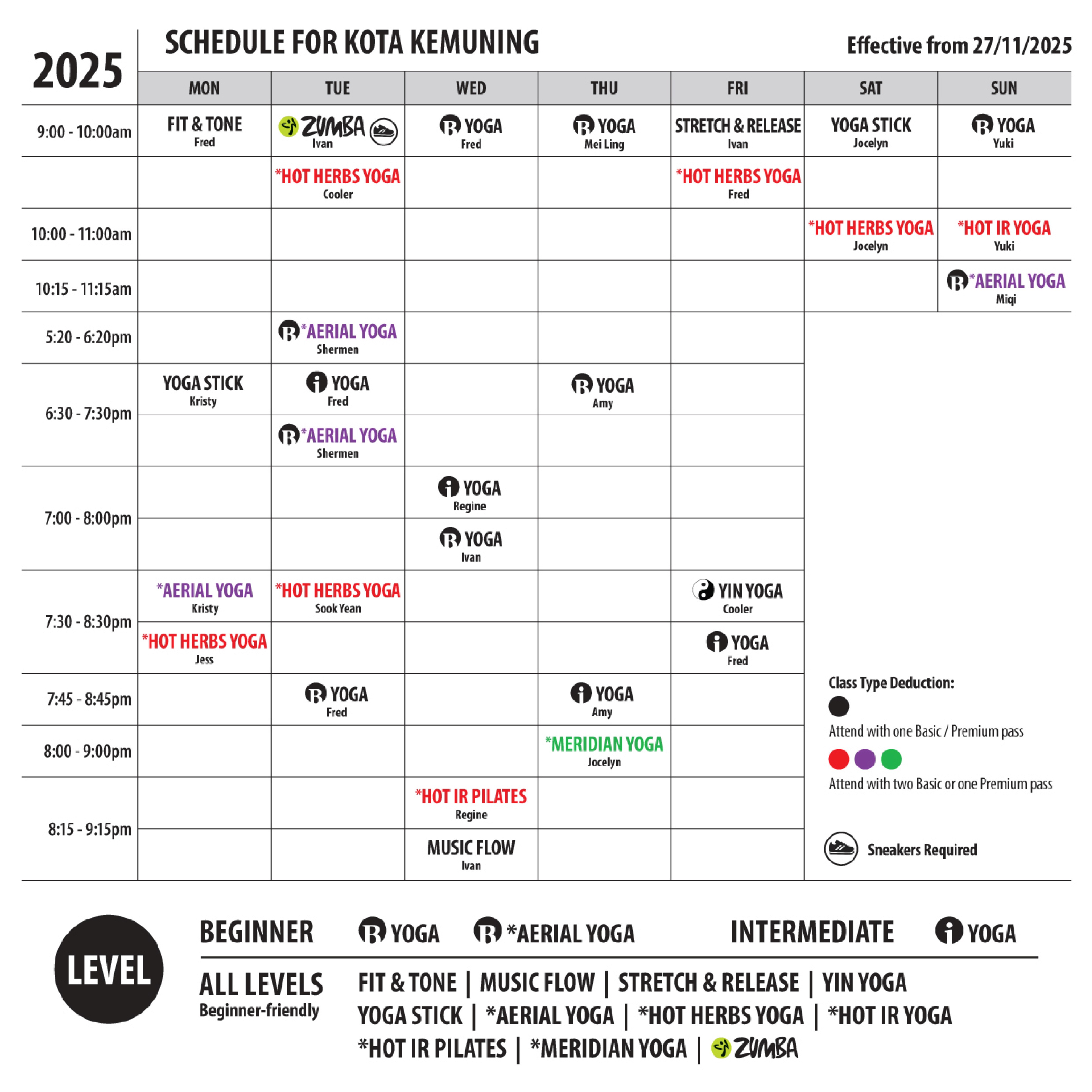 Surya Yoga Kota Kemuning Schedule
