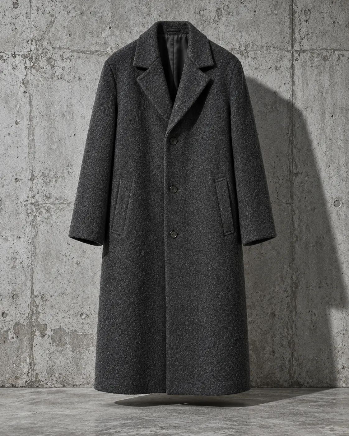 Raw Wool Coat, Charcoal