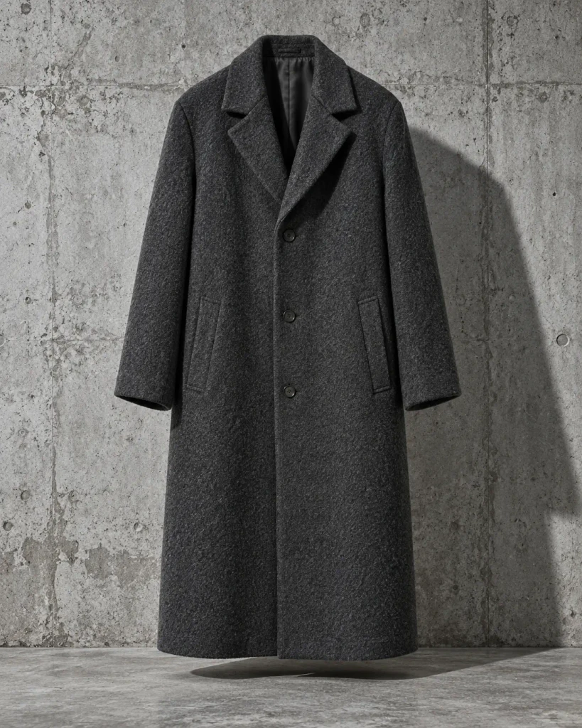 Raw Wool Coat, Charcoal