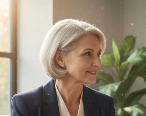 Conversion Truth for Families: Female therapist with neat gray bob and suit