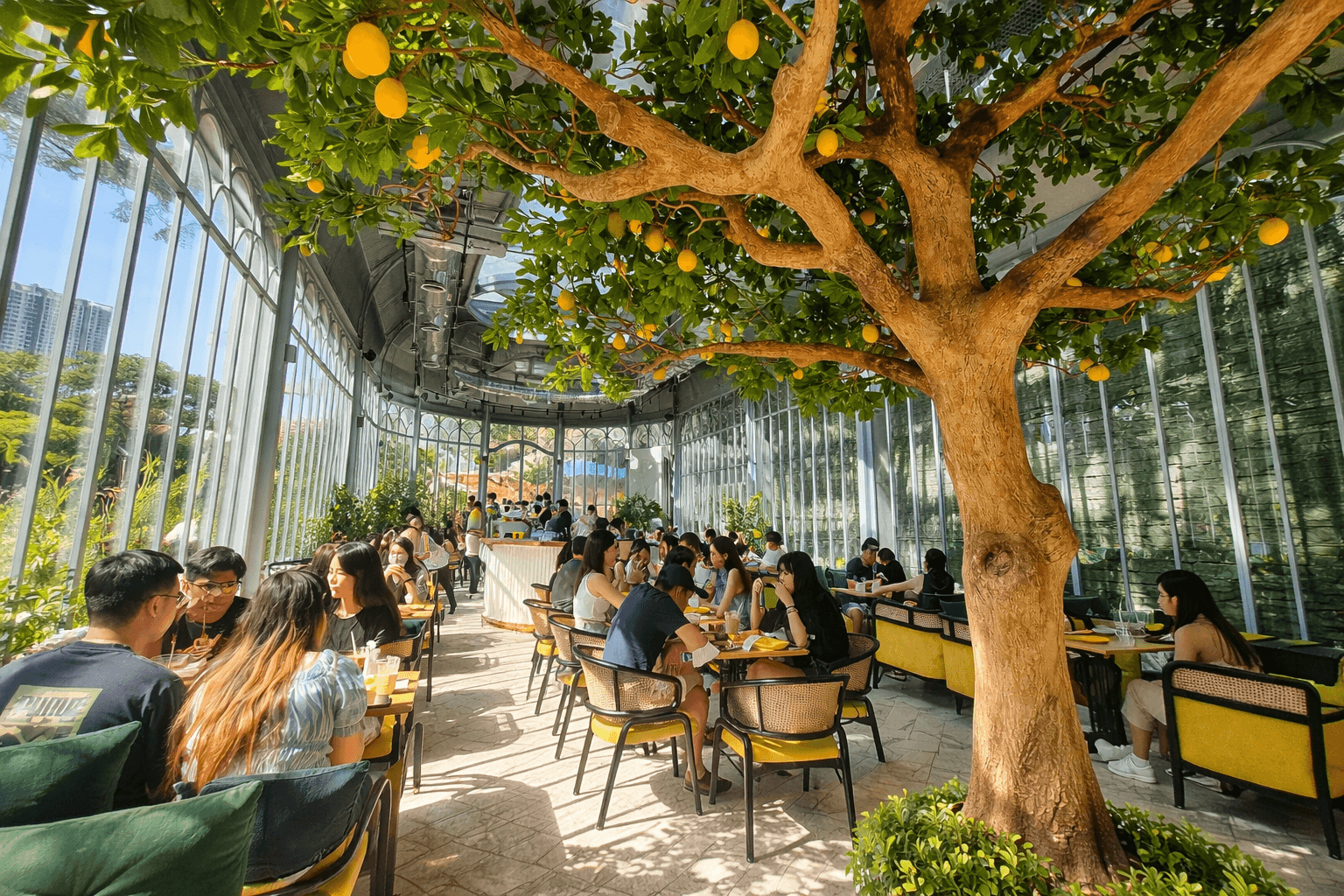 The interior of the Botanical cafe in Prague