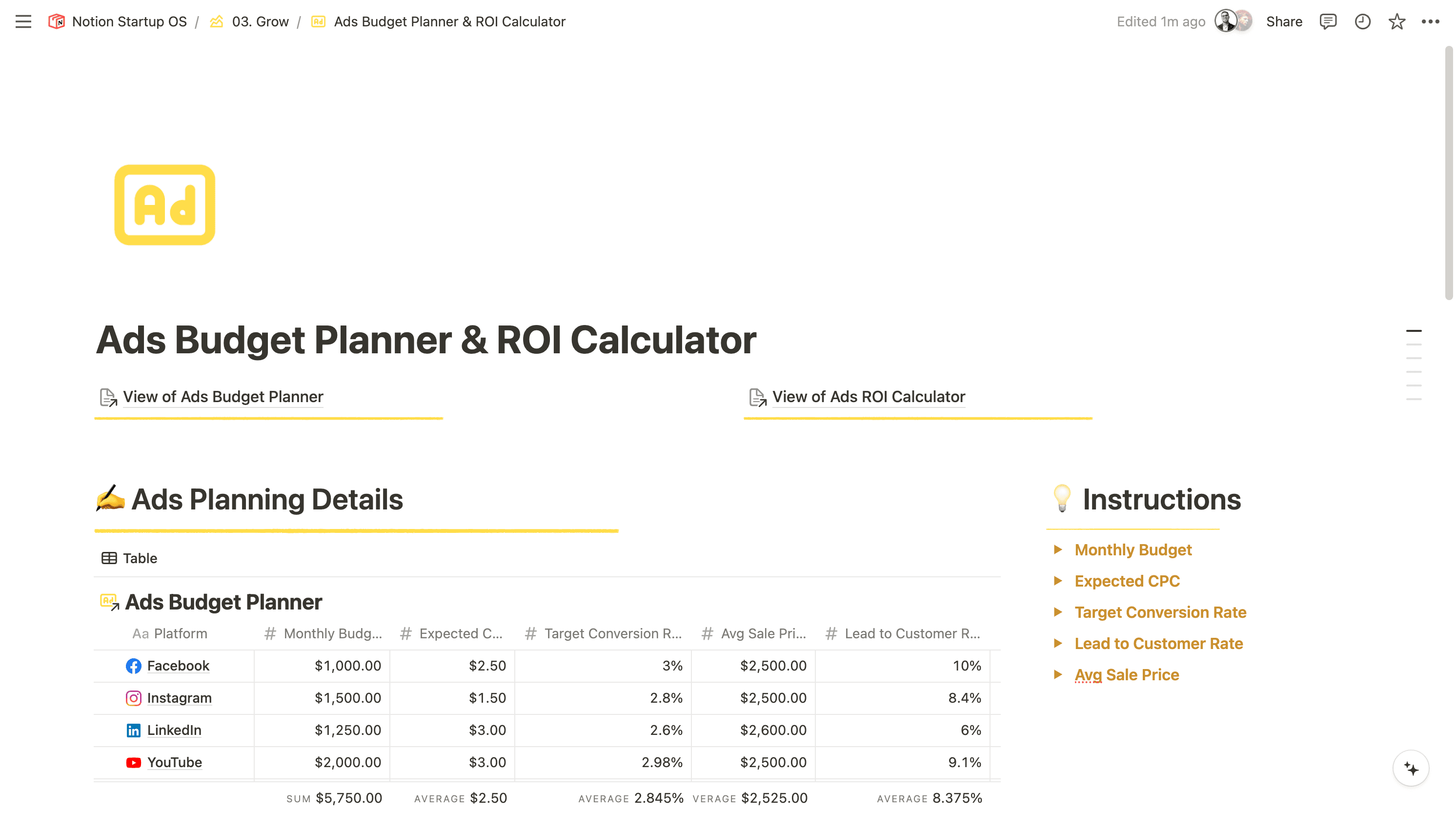 ROI Calculator - Startup OS