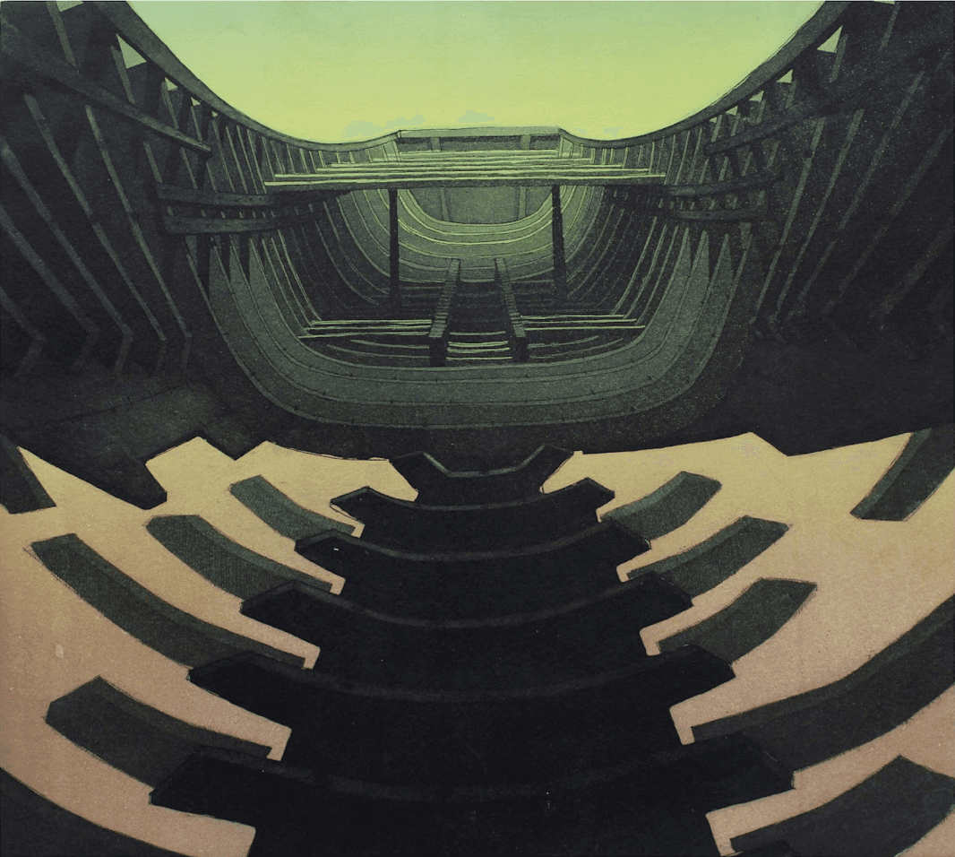 herd of sheep on road painting