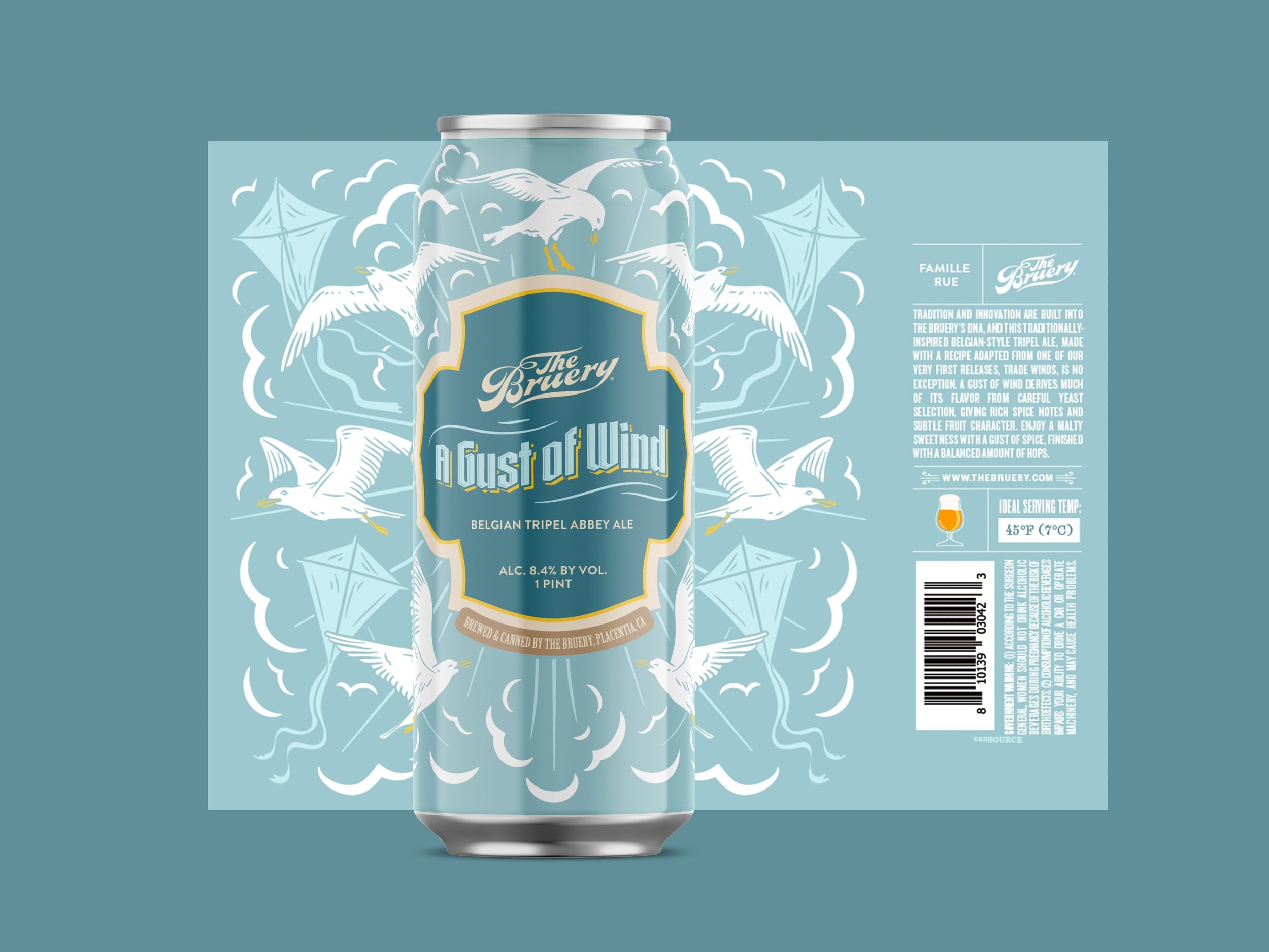 The Bruery Guest of Wood can design on light blue background