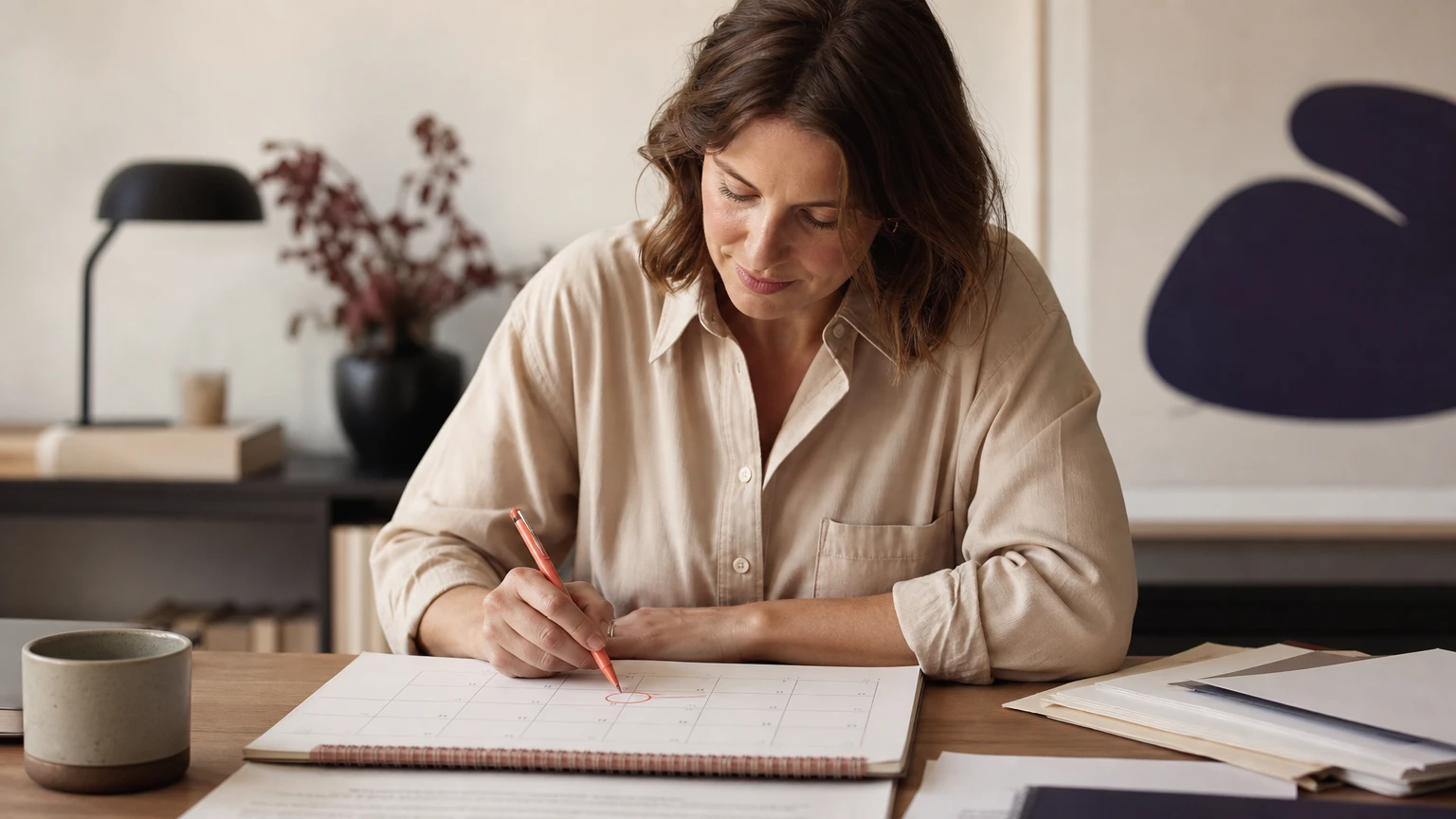 Self-employed individual planning opt-in timeline using calendar and enrollment checklist for state paid family leave program